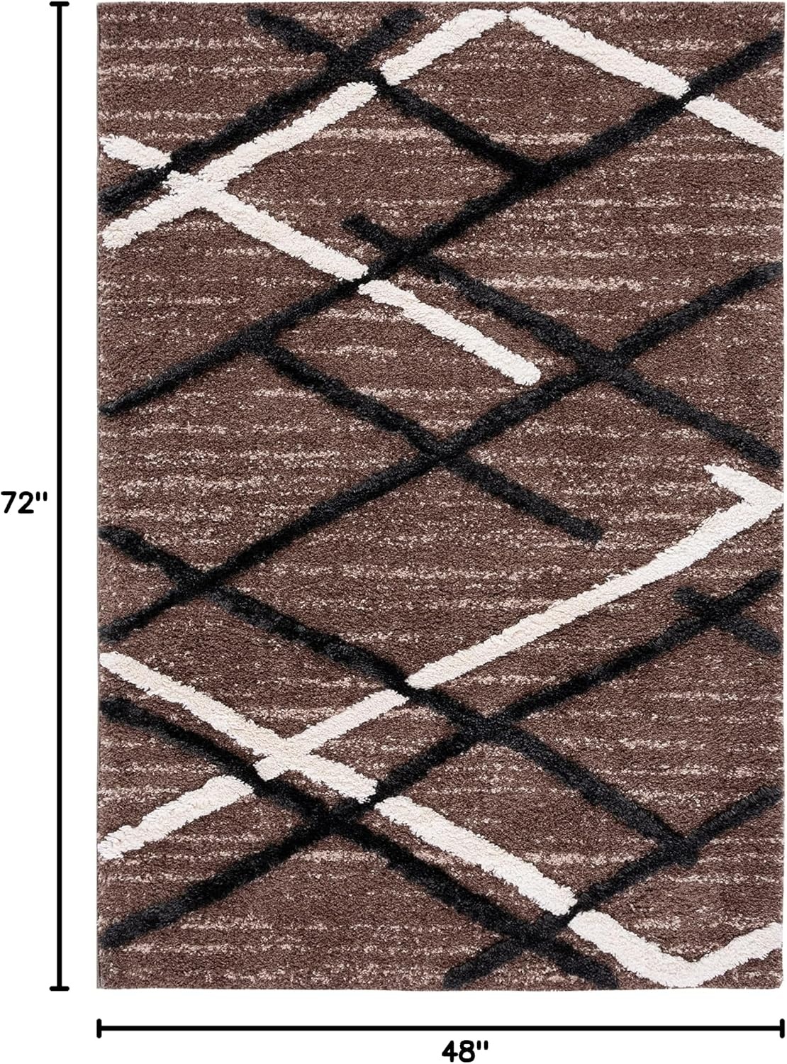 image:imageSAFAVIEH Area Rug 8x10 HiLo Shag Collection Large Charcoal amp Ivory NonShedding amp Easy Cleaning Ultra Plush Thick Raised Pile Ideal for Living Room Bedroom Dining Space HLS206HBrownIvory Charcoal