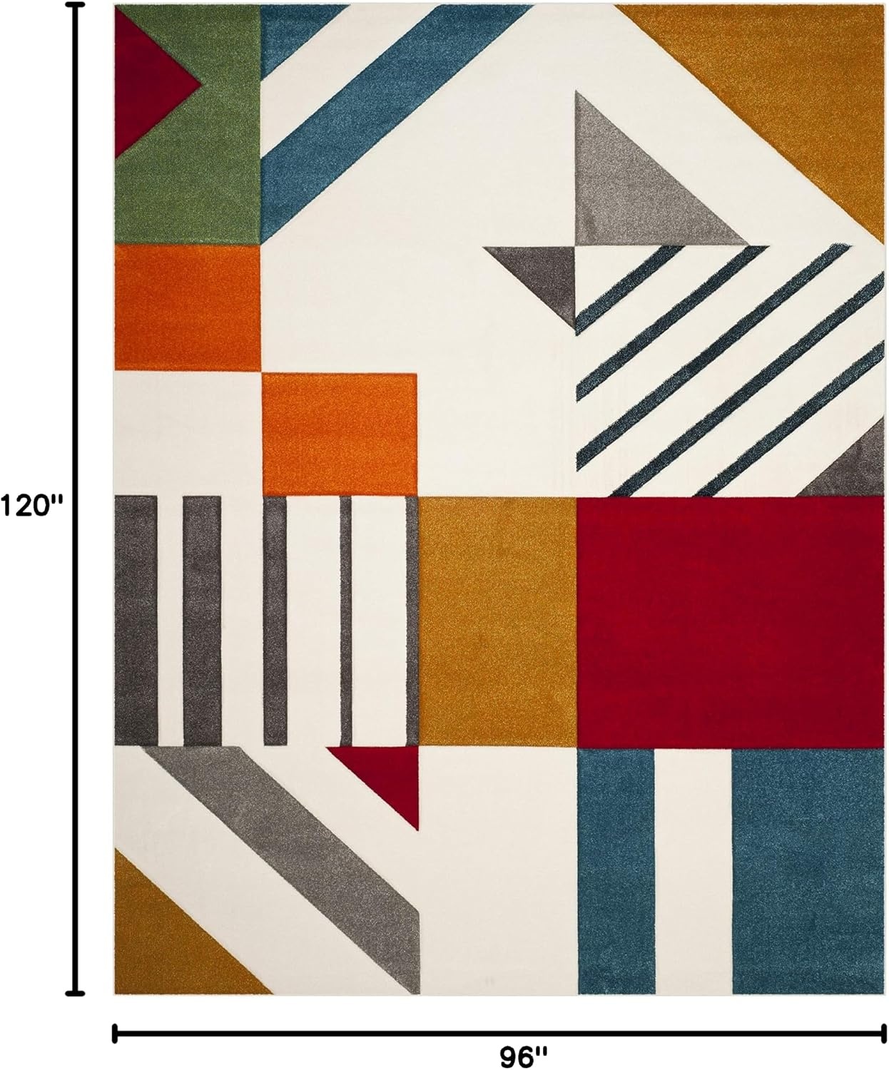 image:imageSAFAVIEH Area Rug 8x10 Hollywood Collection Large Ivory amp Peacock Blue MidCentury Modern Design NonShedding amp Easy Cleaning Ideal for Living Room Bedroom Office Dining Space HLW709BIvoryPeacock Blue