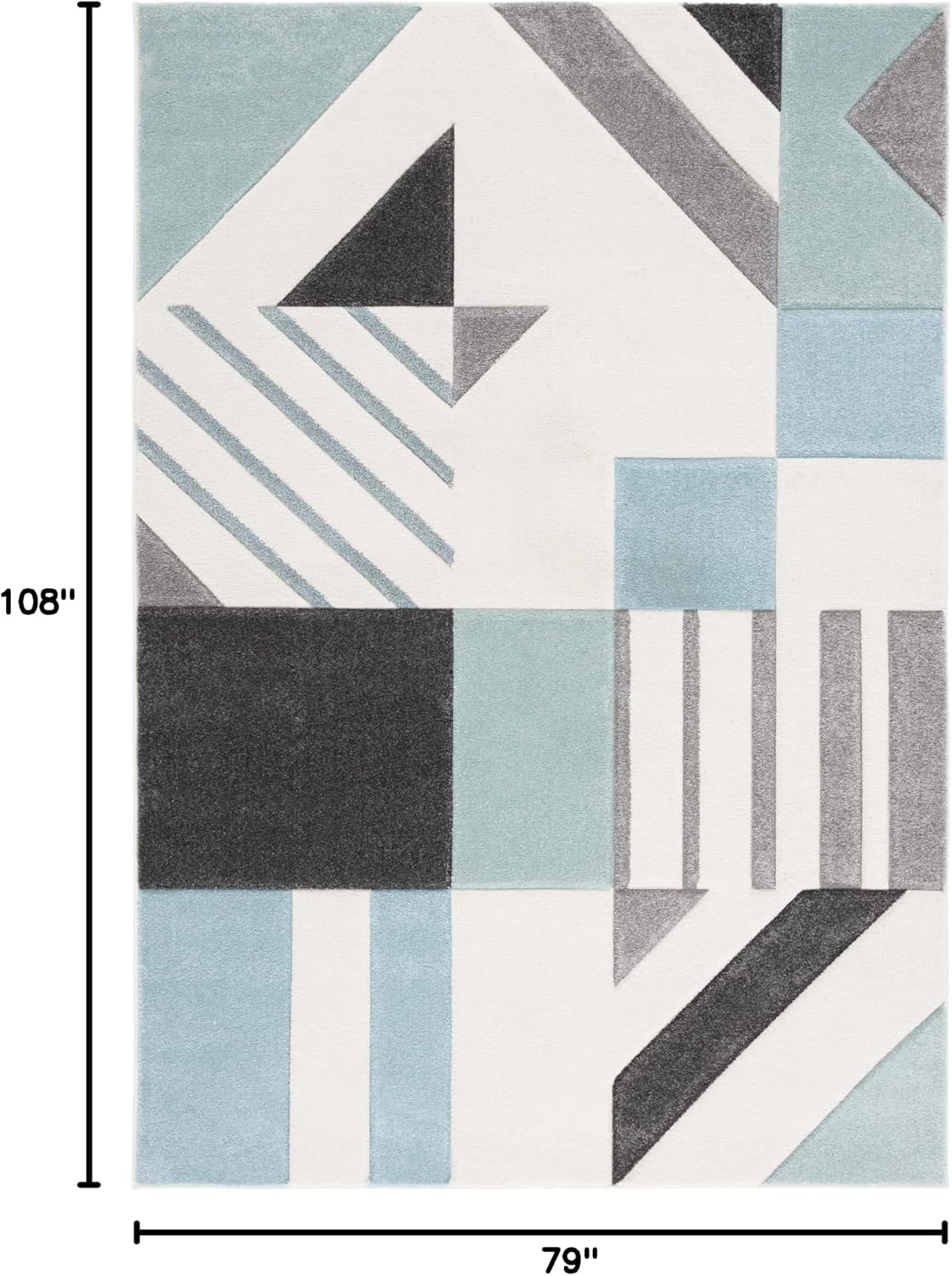 image:imageSAFAVIEH Area Rug 8x10 Hollywood Collection Large Ivory amp Peacock Blue MidCentury Modern Design NonShedding amp Easy Cleaning Ideal for Living Room Bedroom Office Dining Space HLW709BIvoryAqua