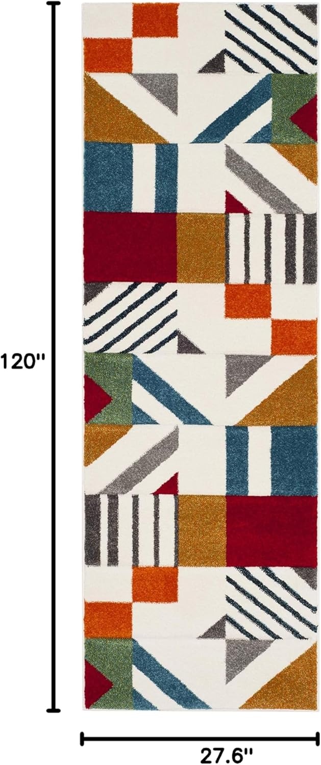image:imageSAFAVIEH Area Rug 8x10 Hollywood Collection Large Ivory amp Peacock Blue MidCentury Modern Design NonShedding amp Easy Cleaning Ideal for Living Room Bedroom Office Dining Space HLW709BIvoryPeacock Blue