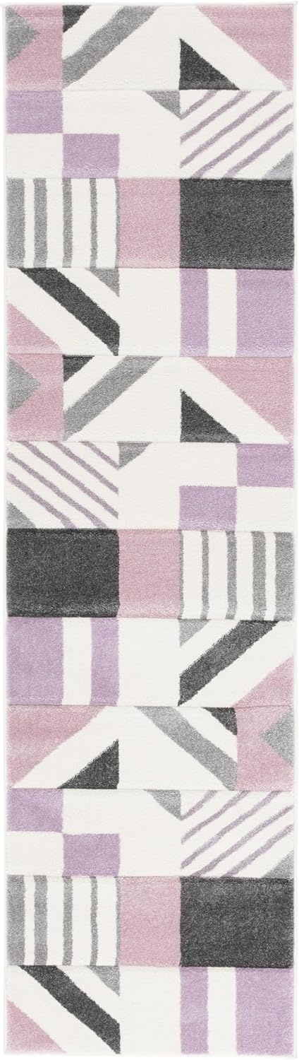 image:imageSAFAVIEH Area Rug 8x10 Hollywood Collection Large Ivory amp Peacock Blue MidCentury Modern Design NonShedding amp Easy Cleaning Ideal for Living Room Bedroom Office Dining Space HLW709BIvoryPurple