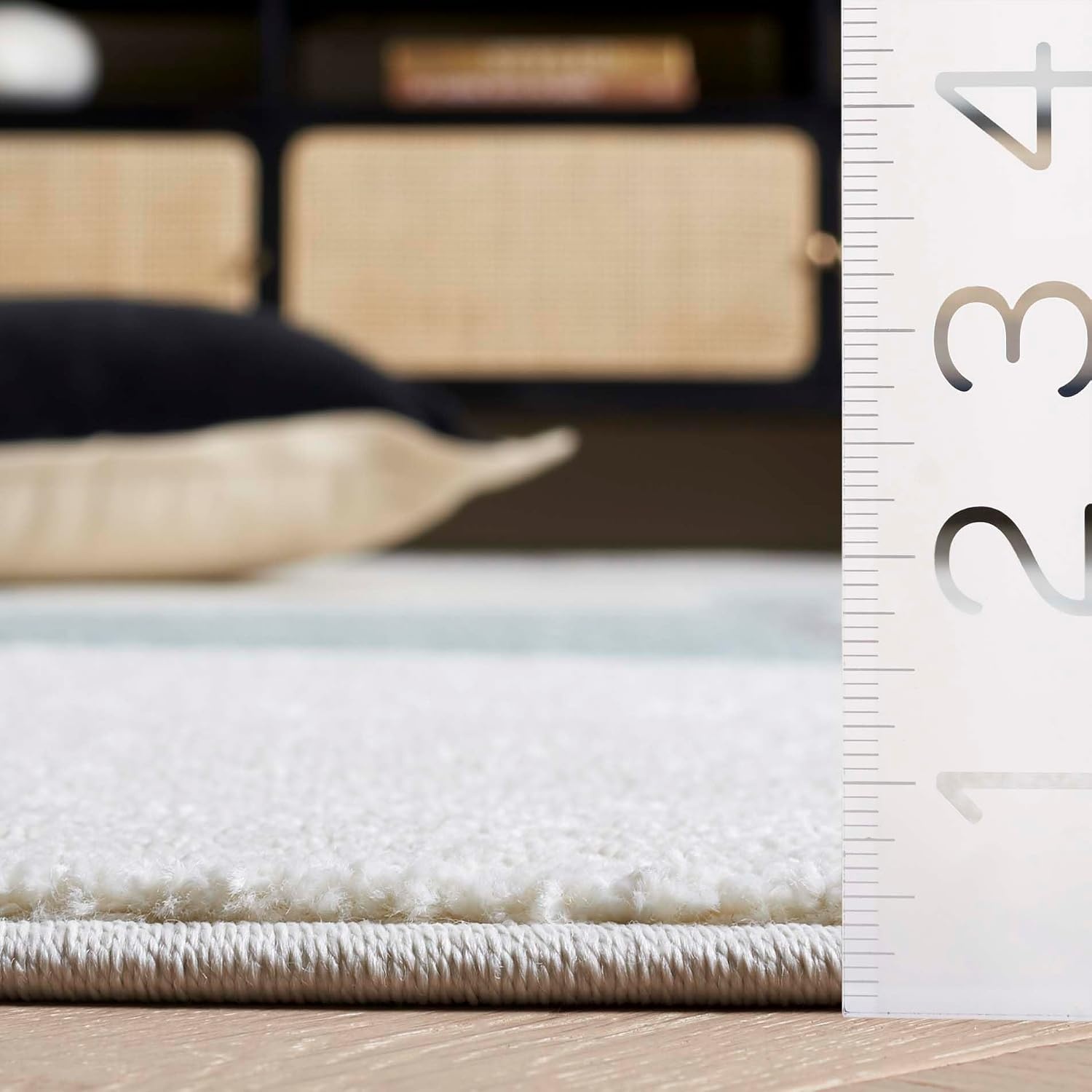 image:imageSAFAVIEH Area Rug 8x10 Hollywood Collection Large Ivory amp Peacock Blue MidCentury Modern Design NonShedding amp Easy Cleaning Ideal for Living Room Bedroom Office Dining Space HLW709BIvoryAqua