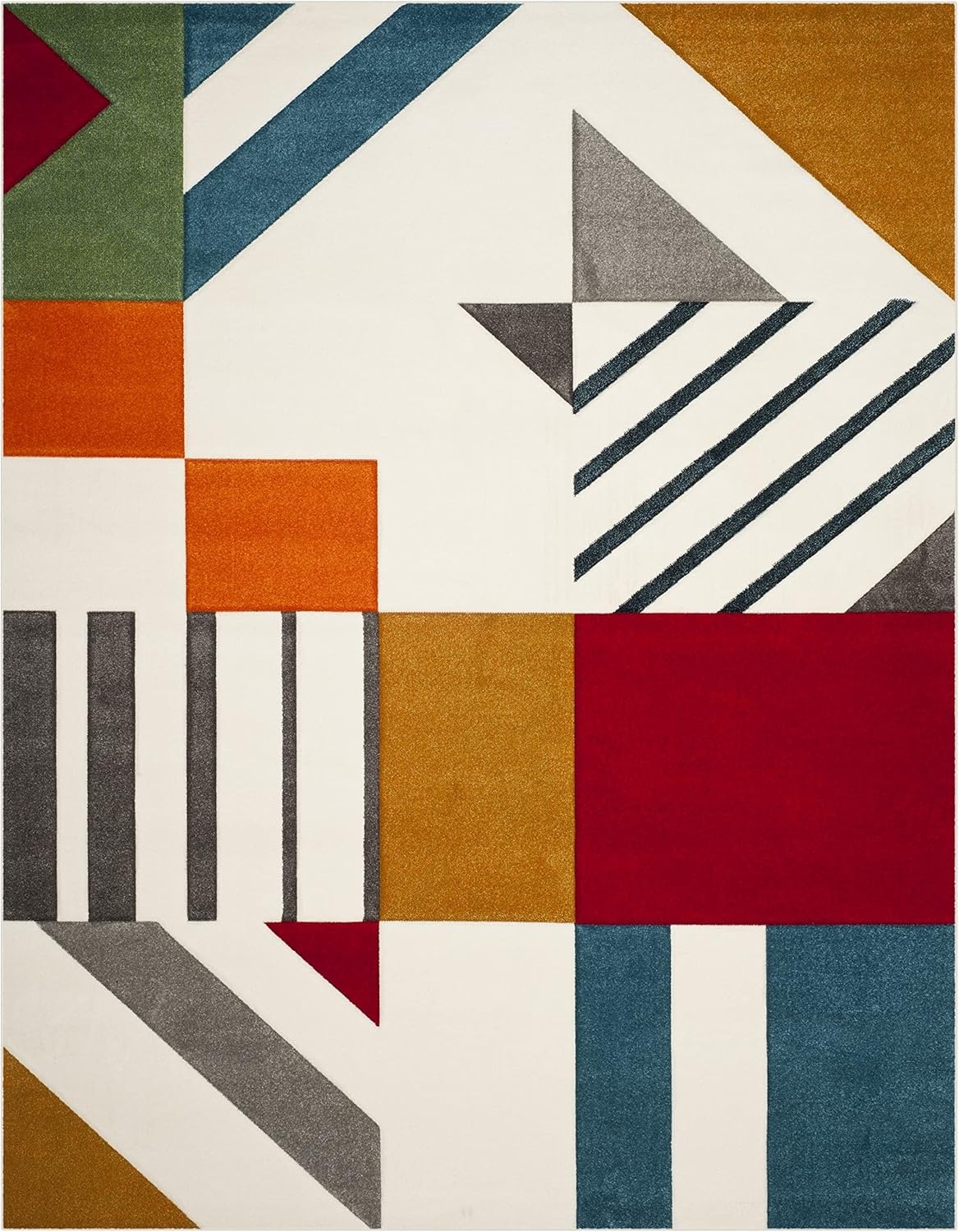image:imageSAFAVIEH Area Rug 8x10 Hollywood Collection Large Ivory amp Peacock Blue MidCentury Modern Design NonShedding amp Easy Cleaning Ideal for Living Room Bedroom Office Dining Space HLW709BIvoryPeacock Blue