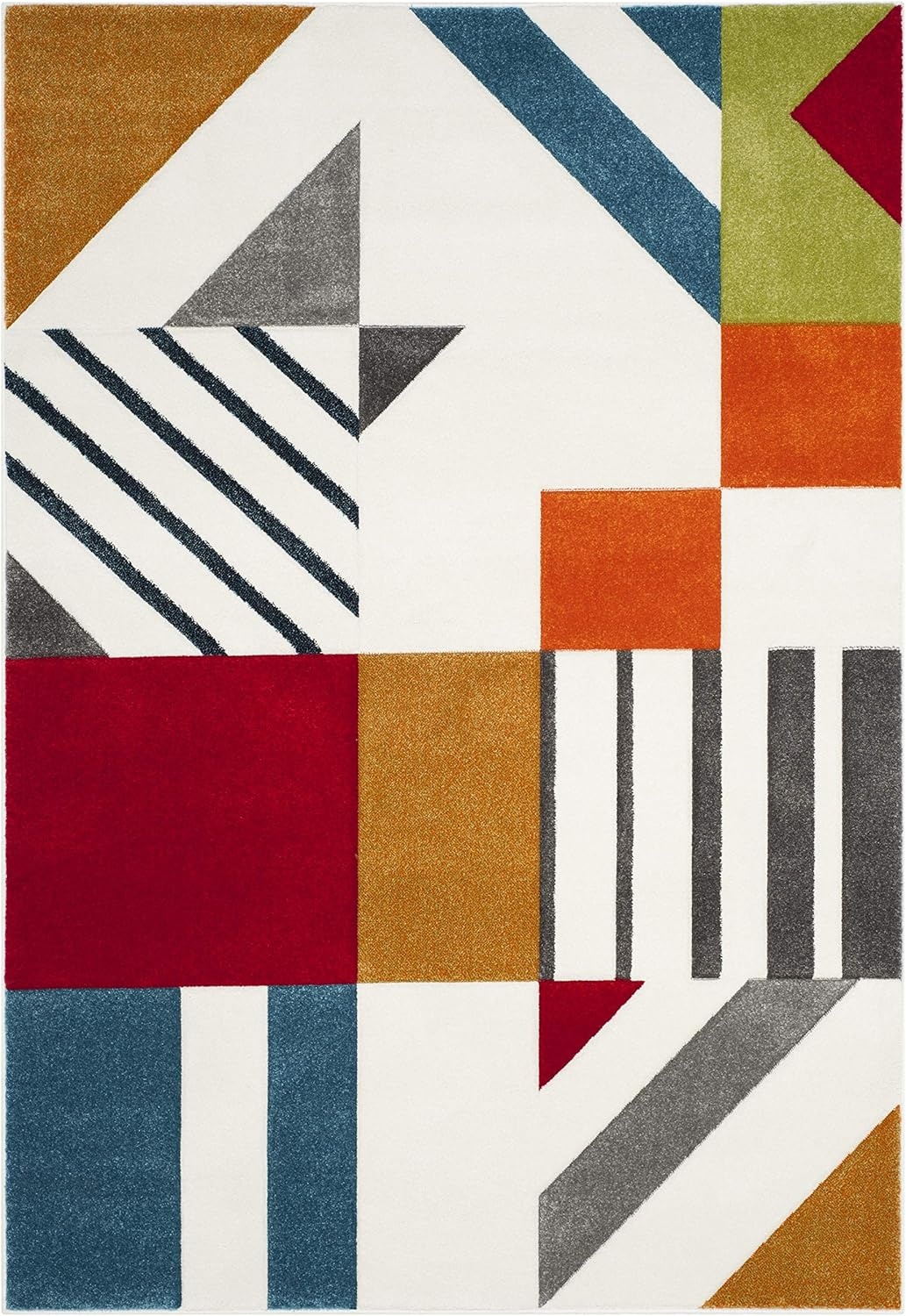 image:imageSAFAVIEH Area Rug 8x10 Hollywood Collection Large Ivory amp Peacock Blue MidCentury Modern Design NonShedding amp Easy Cleaning Ideal for Living Room Bedroom Office Dining Space HLW709BIvoryPeacock Blue