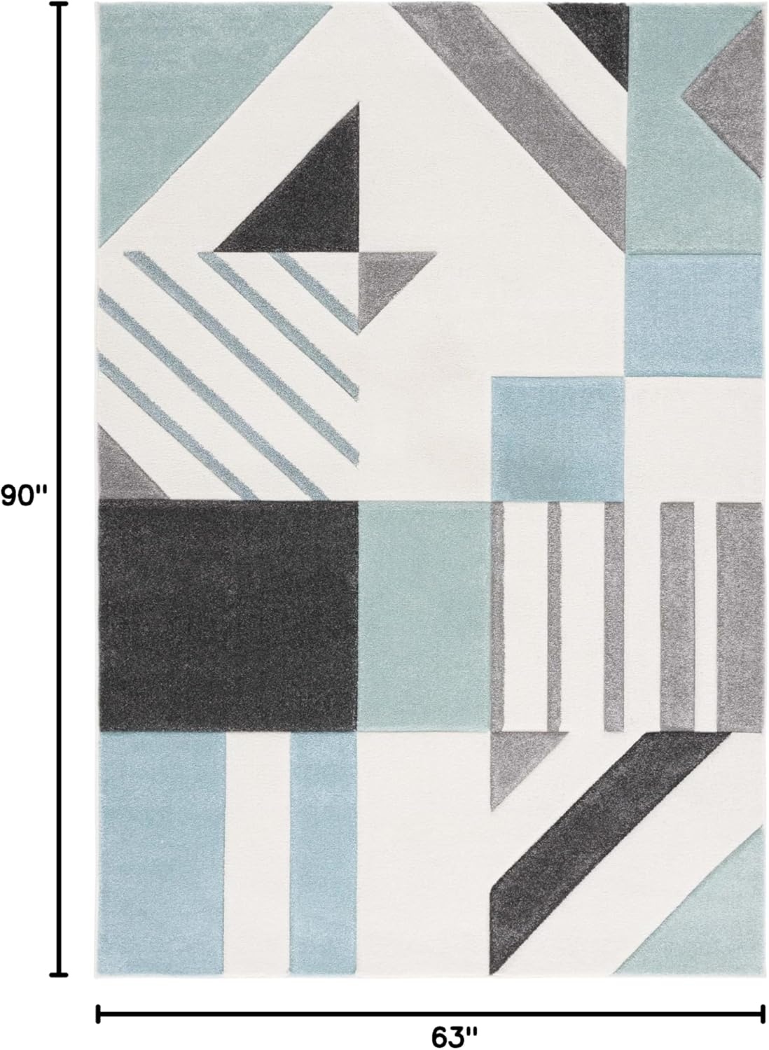 image:imageSAFAVIEH Area Rug 8x10 Hollywood Collection Large Ivory amp Peacock Blue MidCentury Modern Design NonShedding amp Easy Cleaning Ideal for Living Room Bedroom Office Dining Space HLW709BIvoryAqua