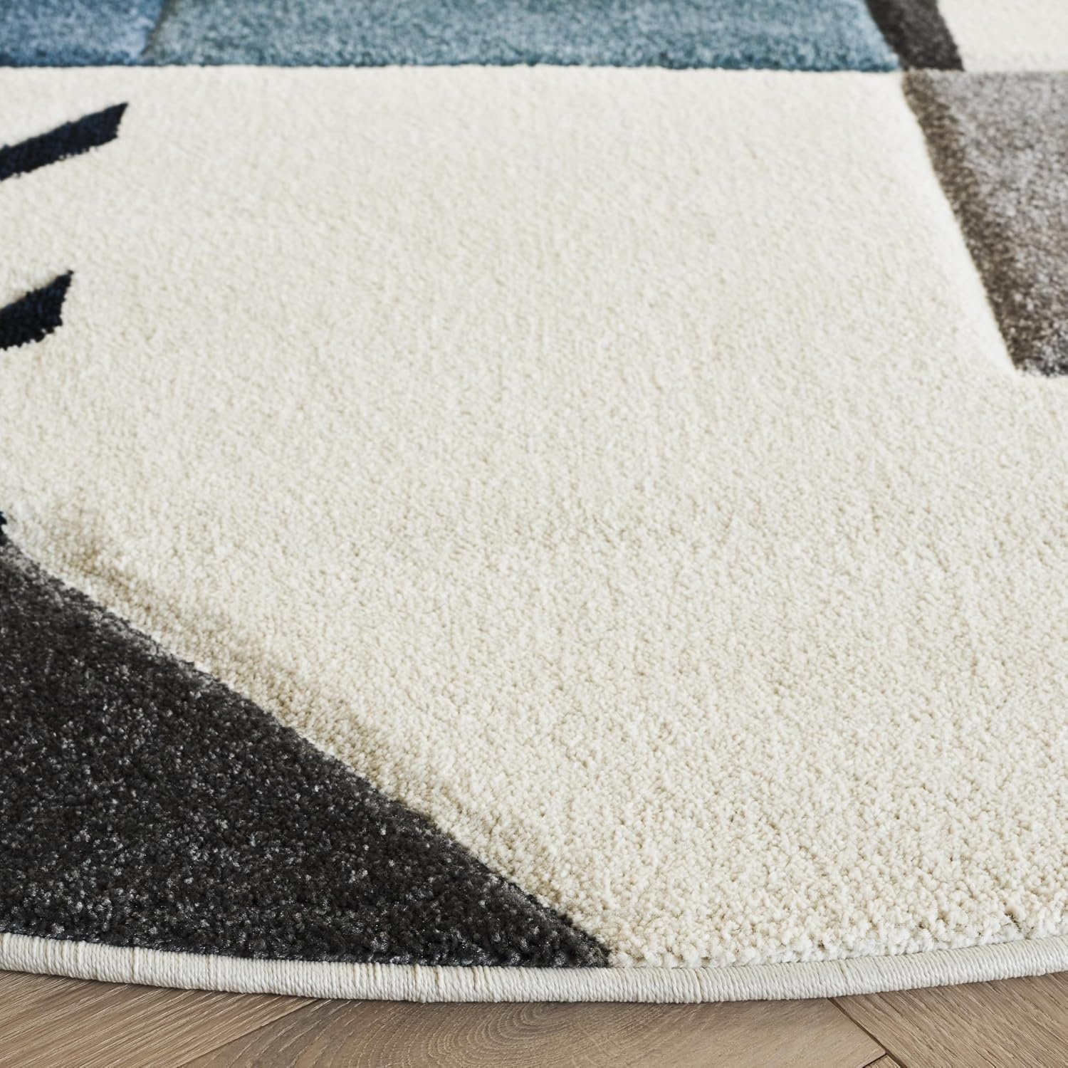 image:imageSAFAVIEH Area Rug 8x10 Hollywood Collection Large Ivory amp Peacock Blue MidCentury Modern Design NonShedding amp Easy Cleaning Ideal for Living Room Bedroom Office Dining Space HLW709BIvoryBlue