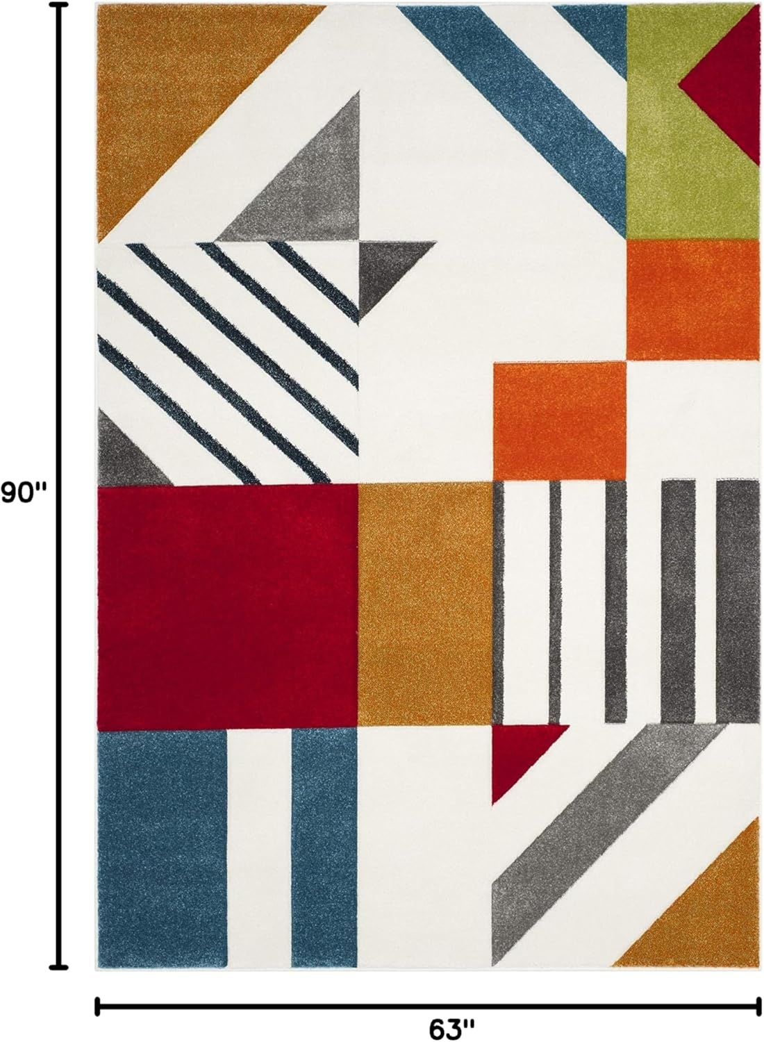 image:imageSAFAVIEH Area Rug 8x10 Hollywood Collection Large Ivory amp Peacock Blue MidCentury Modern Design NonShedding amp Easy Cleaning Ideal for Living Room Bedroom Office Dining Space HLW709BIvoryPeacock Blue