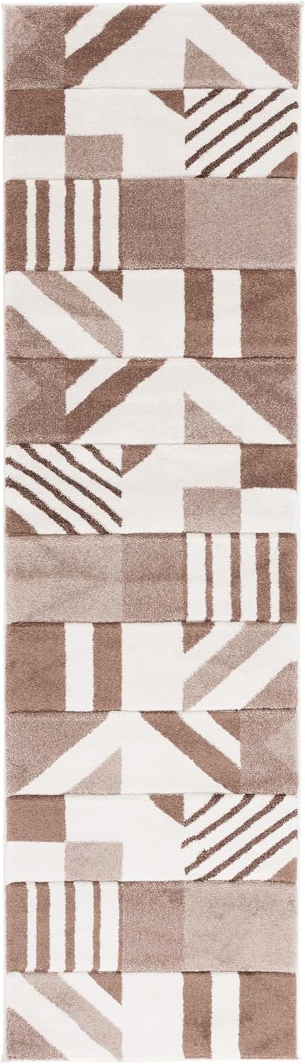 image:imageSAFAVIEH Area Rug 8x10 Hollywood Collection Large Ivory amp Peacock Blue MidCentury Modern Design NonShedding amp Easy Cleaning Ideal for Living Room Bedroom Office Dining Space HLW709BIvoryBrown