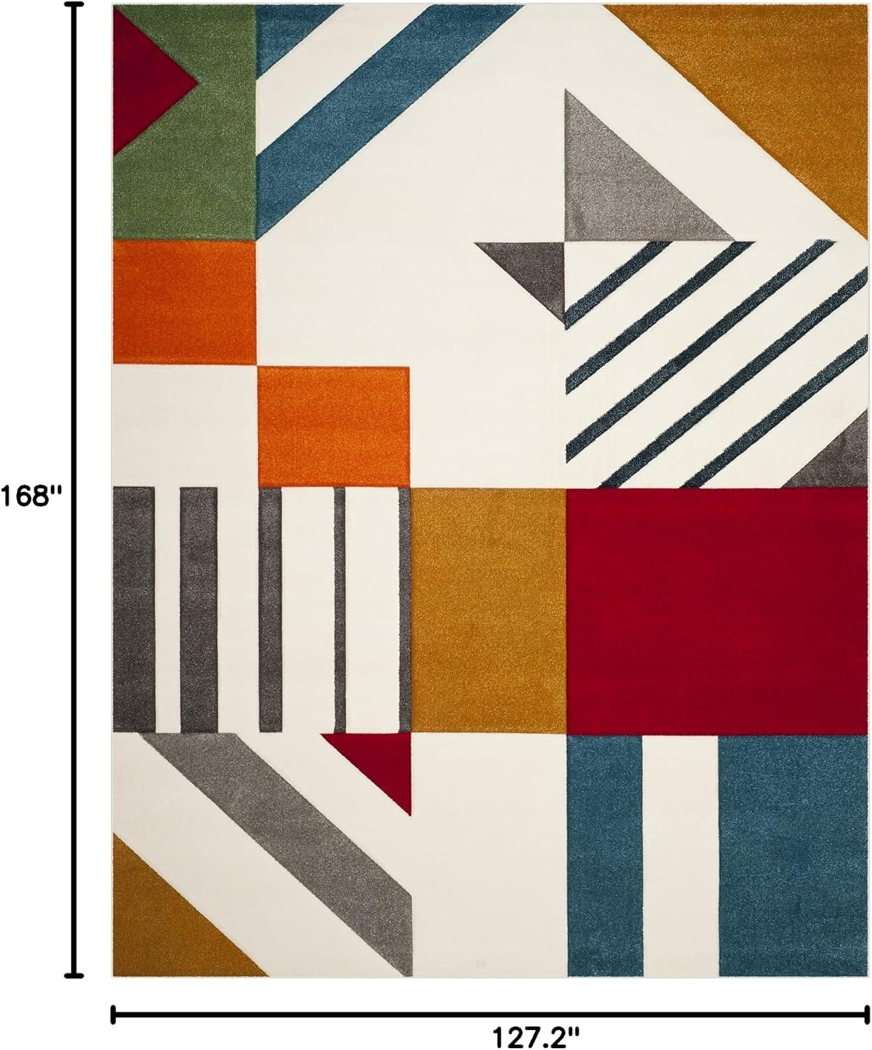 image:imageSAFAVIEH Area Rug 8x10 Hollywood Collection Large Ivory amp Peacock Blue MidCentury Modern Design NonShedding amp Easy Cleaning Ideal for Living Room Bedroom Office Dining Space HLW709BIvoryPeacock Blue