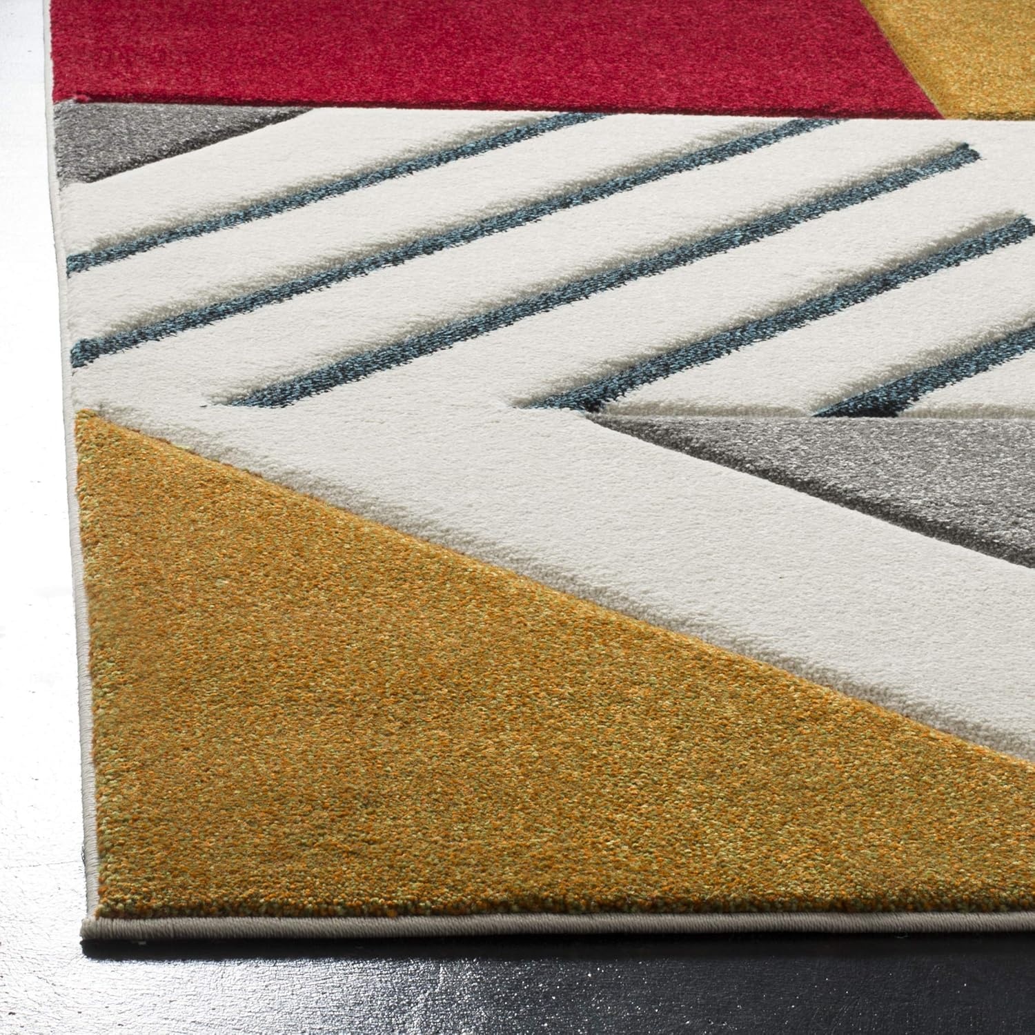 image:imageSAFAVIEH Area Rug 8x10 Hollywood Collection Large Ivory amp Peacock Blue MidCentury Modern Design NonShedding amp Easy Cleaning Ideal for Living Room Bedroom Office Dining Space HLW709BIvoryPeacock Blue