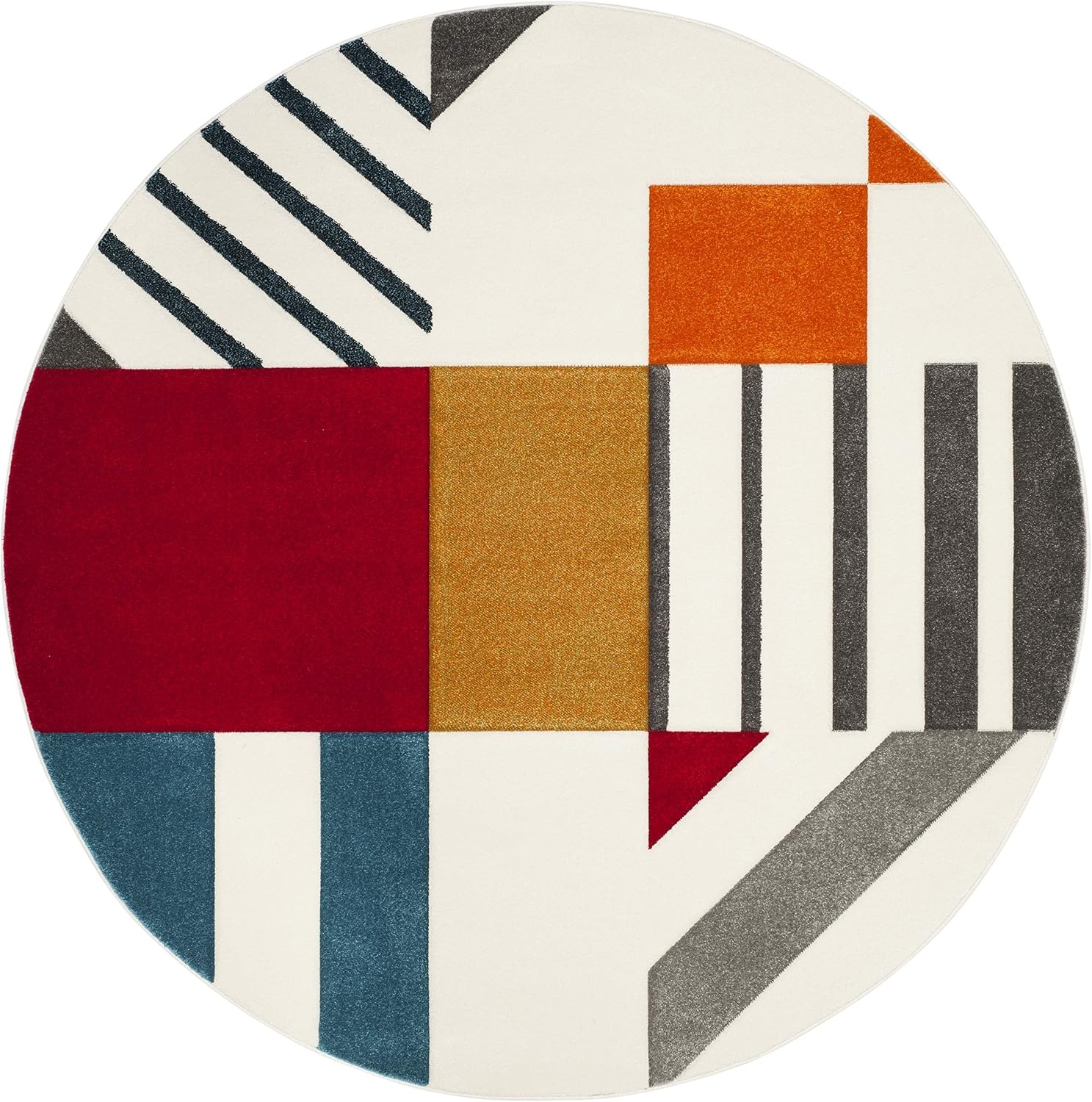 image:imageSAFAVIEH Area Rug 8x10 Hollywood Collection Large Ivory amp Peacock Blue MidCentury Modern Design NonShedding amp Easy Cleaning Ideal for Living Room Bedroom Office Dining Space HLW709BIvoryPeacock Blue