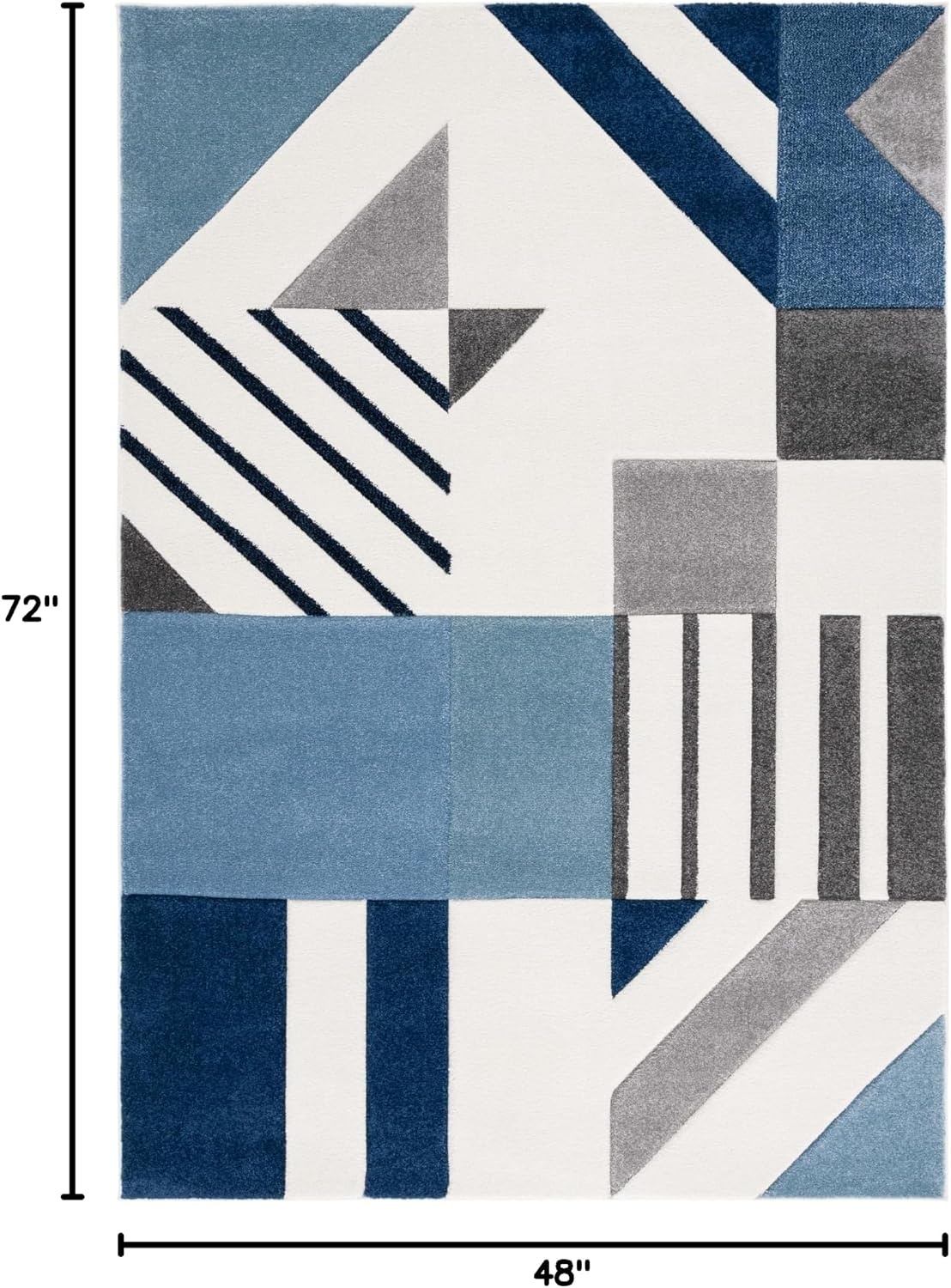 image:imageSAFAVIEH Area Rug 8x10 Hollywood Collection Large Ivory amp Peacock Blue MidCentury Modern Design NonShedding amp Easy Cleaning Ideal for Living Room Bedroom Office Dining Space HLW709BIvoryBlue