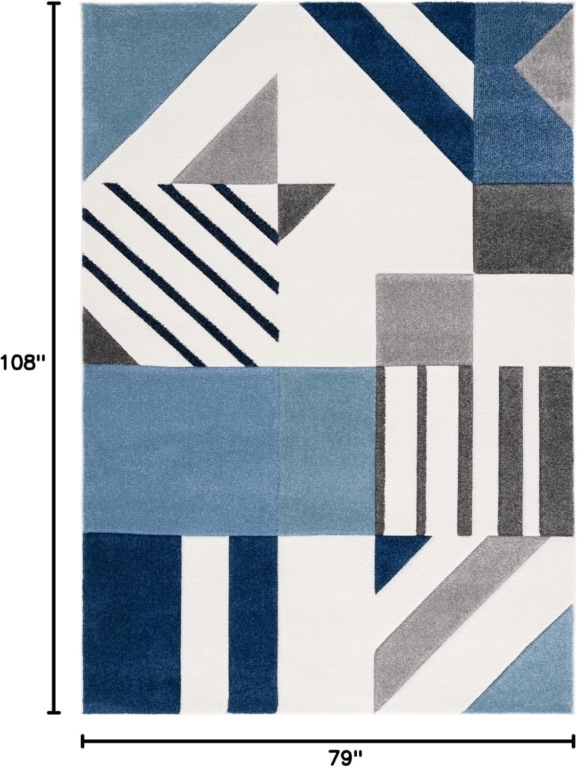 image:imageSAFAVIEH Area Rug 8x10 Hollywood Collection Large Ivory amp Peacock Blue MidCentury Modern Design NonShedding amp Easy Cleaning Ideal for Living Room Bedroom Office Dining Space HLW709BIvoryBlue