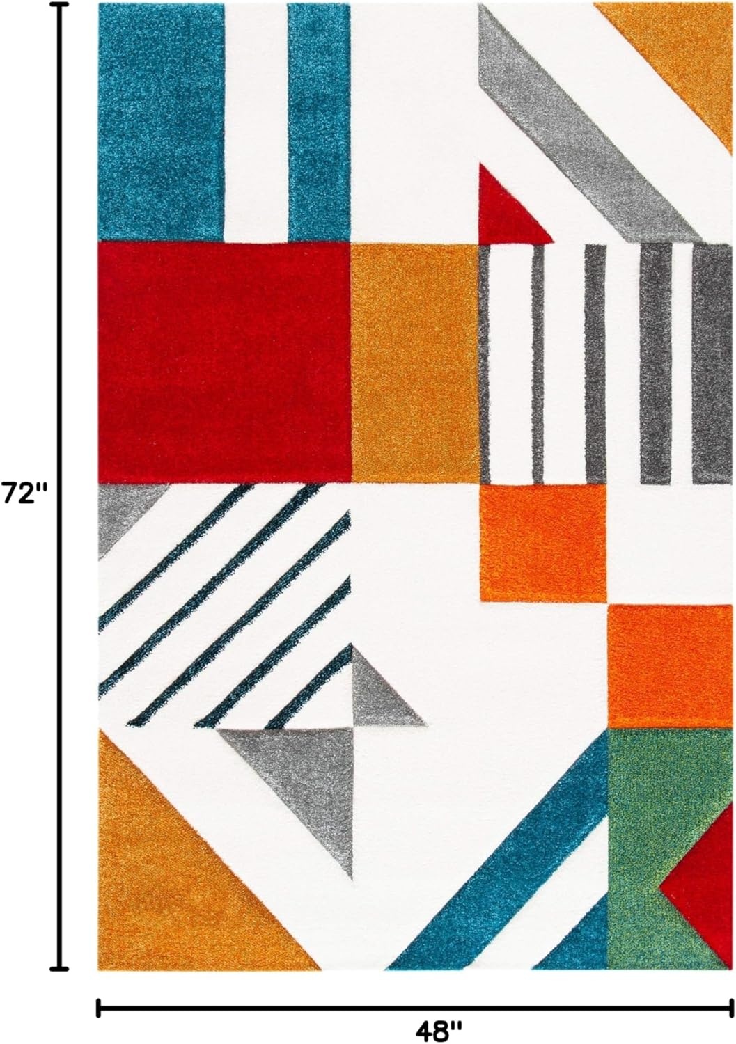 image:imageSAFAVIEH Area Rug 8x10 Hollywood Collection Large Ivory amp Peacock Blue MidCentury Modern Design NonShedding amp Easy Cleaning Ideal for Living Room Bedroom Office Dining Space HLW709BIvoryPeacock Blue