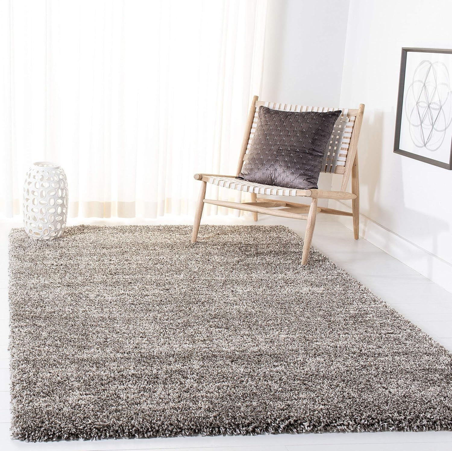 image:imageSAFAVIEH Area Rug 8x10 Hudson Shag Collection Large Grey amp Ivory Modern Design NonShedding amp Easy Cleaning Ultra Plush Thick Pile Ideal for Living Room Bedroom Dining Space SGH297FGreyIvory
