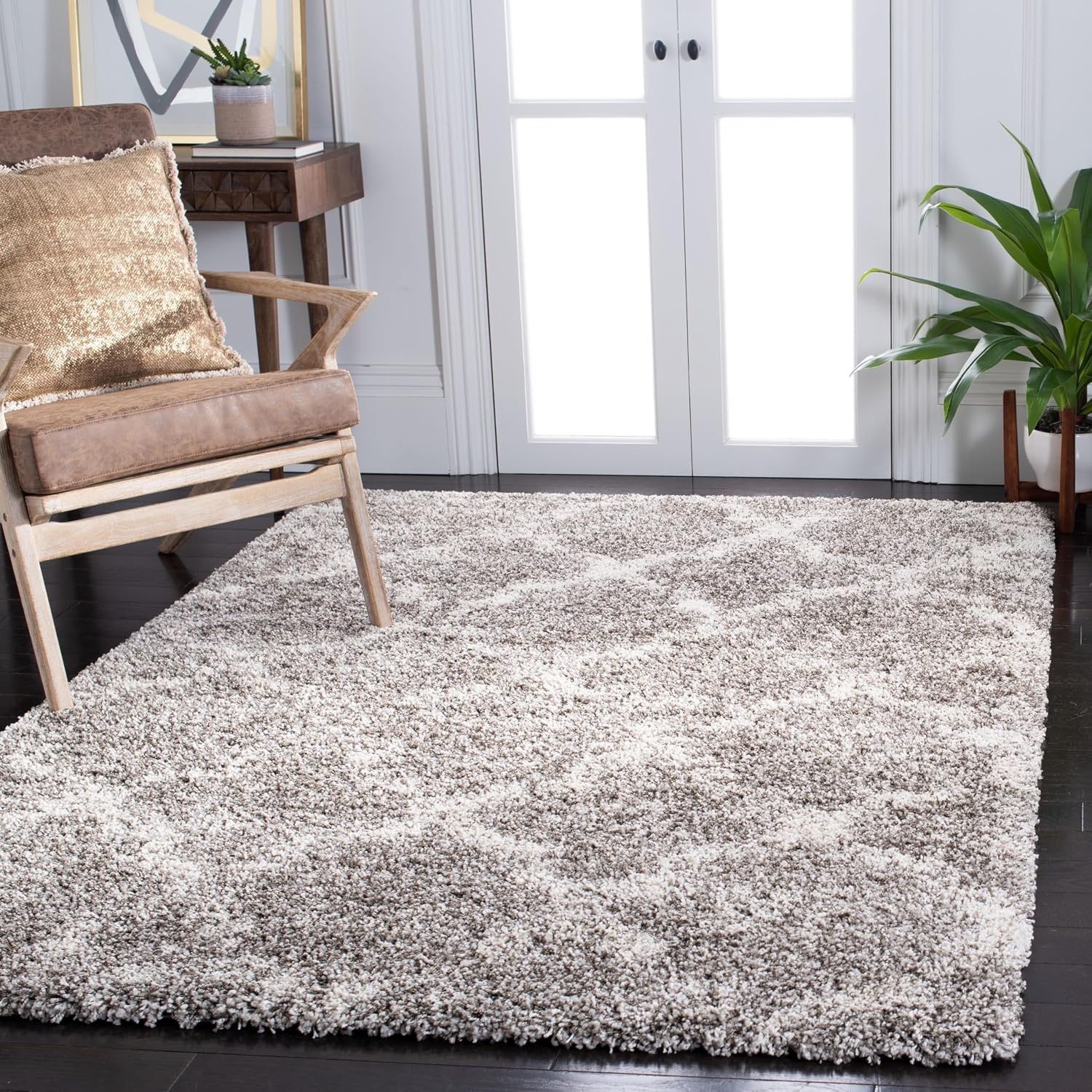 image:imageSAFAVIEH Area Rug 8x10 Hudson Shag Collection Large Grey amp Ivory Trellis Pattern NonShedding amp Easy Cleaning Ultra Plush Thick Pile Ideal for Living Room Bedroom Dining Space SGH269FGreyIvory