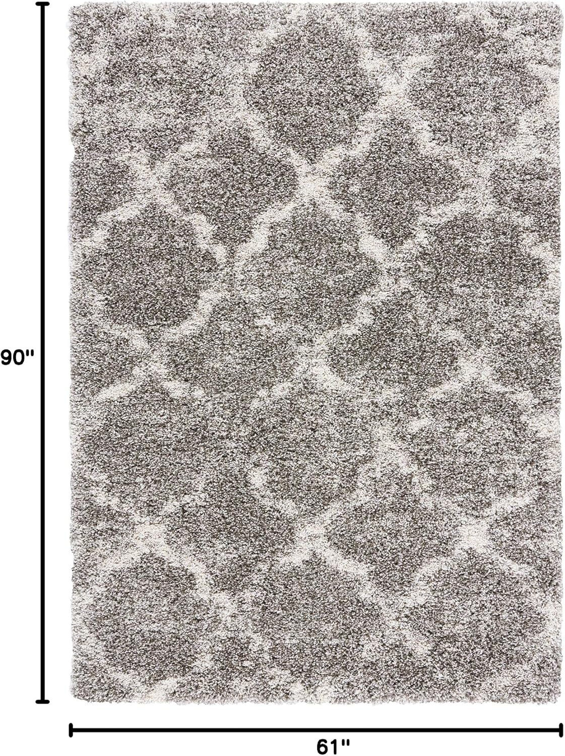 image:imageSAFAVIEH Area Rug 8x10 Hudson Shag Collection Large Grey amp Ivory Trellis Pattern NonShedding amp Easy Cleaning Ultra Plush Thick Pile Ideal for Living Room Bedroom Dining Space SGH269FGreyIvory