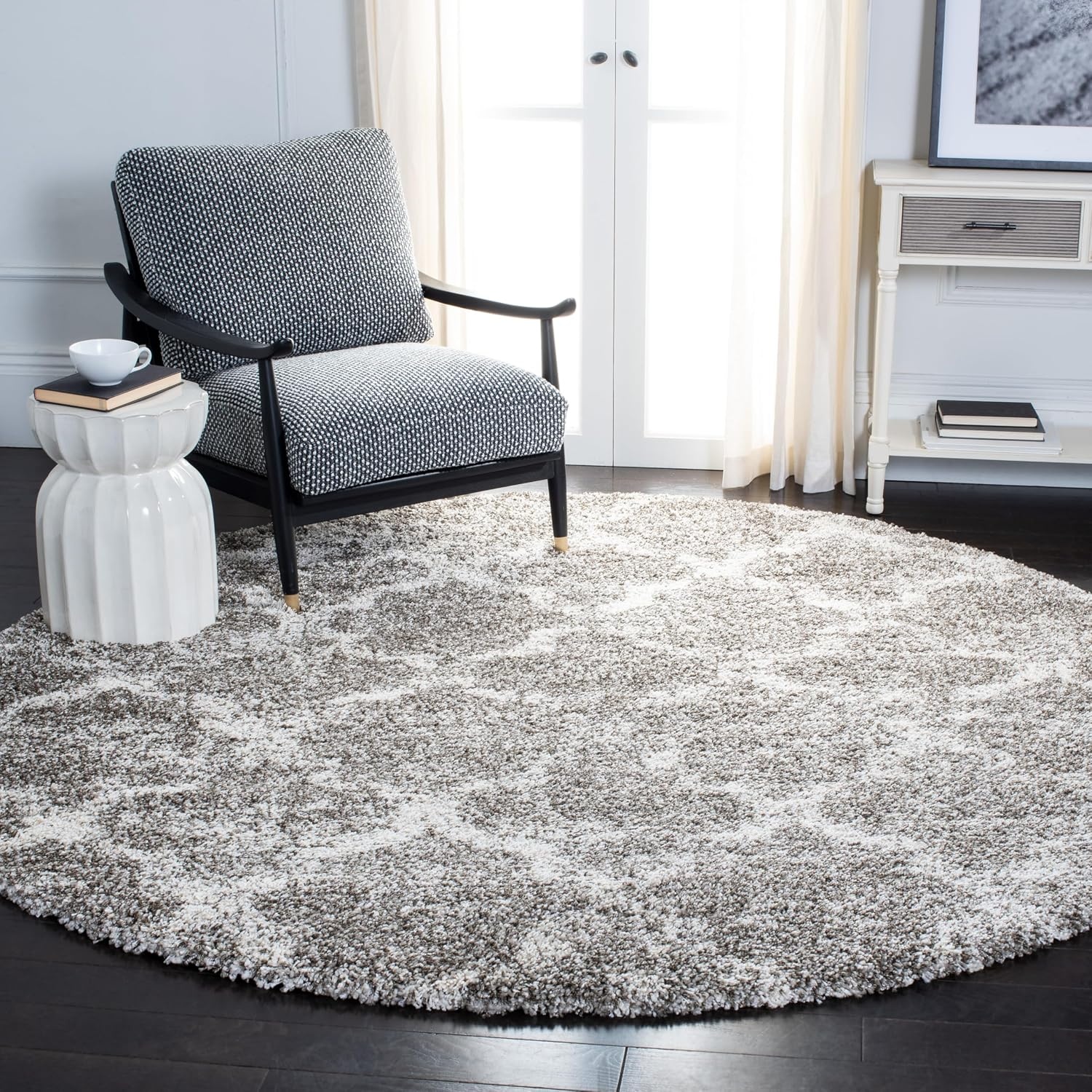 image:imageSAFAVIEH Area Rug 8x10 Hudson Shag Collection Large Grey amp Ivory Trellis Pattern NonShedding amp Easy Cleaning Ultra Plush Thick Pile Ideal for Living Room Bedroom Dining Space SGH269FGreyIvory