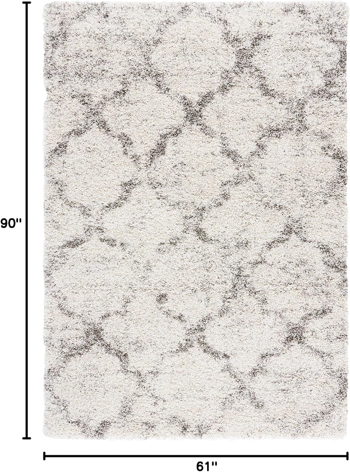 image:imageSAFAVIEH Area Rug 8x10 Hudson Shag Collection Large Grey amp Ivory Trellis Pattern NonShedding amp Easy Cleaning Ultra Plush Thick Pile Ideal for Living Room Bedroom Dining Space SGH269FIvoryGrey