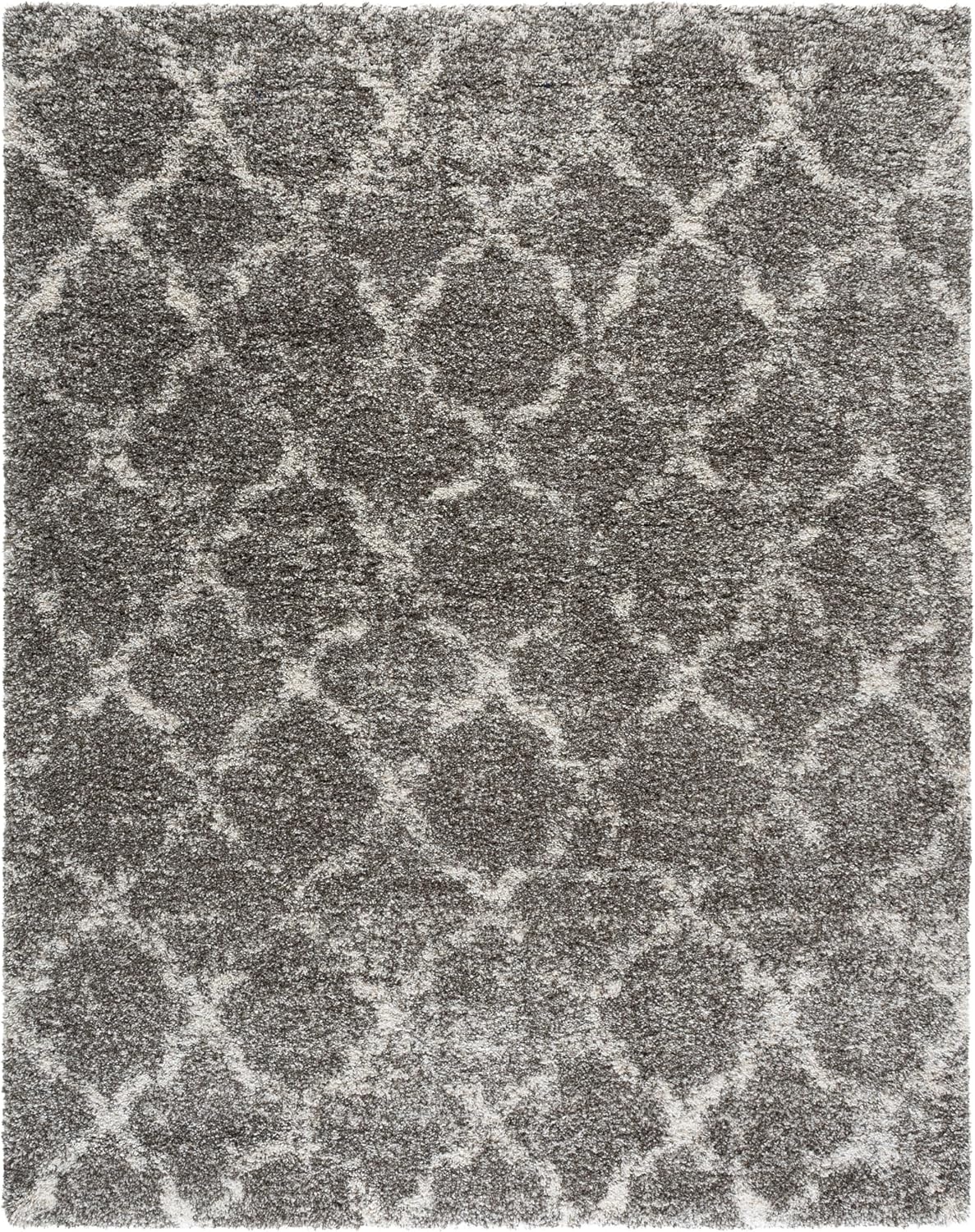 image:imageSAFAVIEH Area Rug 8x10 Hudson Shag Collection Large Grey amp Ivory Trellis Pattern NonShedding amp Easy Cleaning Ultra Plush Thick Pile Ideal for Living Room Bedroom Dining Space SGH269FGreyIvory