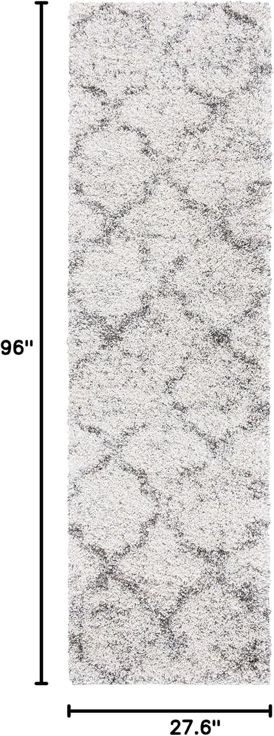 image:imageSAFAVIEH Area Rug 8x10 Hudson Shag Collection Large Grey amp Ivory Trellis Pattern NonShedding amp Easy Cleaning Ultra Plush Thick Pile Ideal for Living Room Bedroom Dining Space SGH269FIvoryGrey