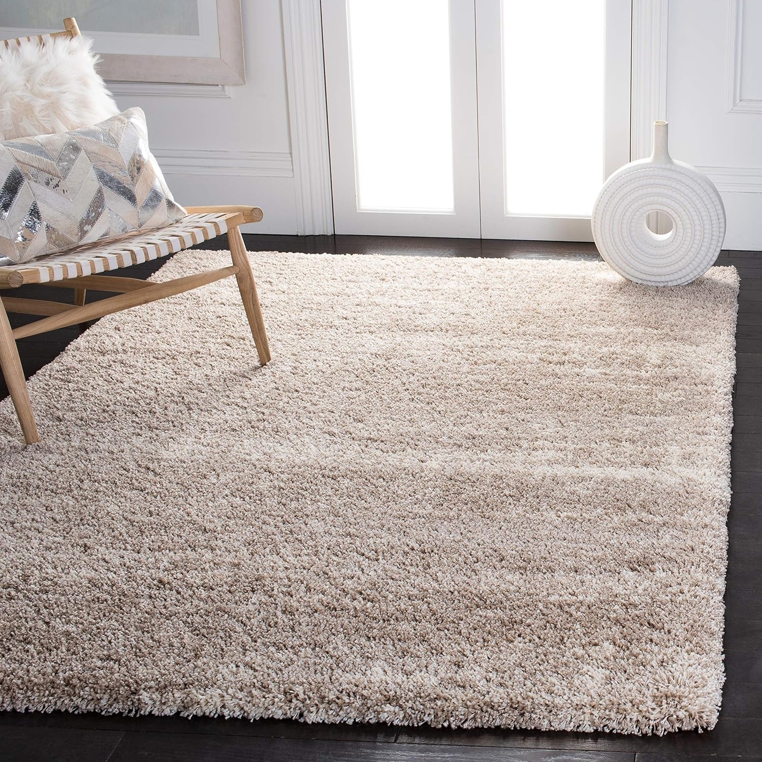 image:imageSAFAVIEH Area Rug 8x10 Hudson Shag Collection Large Ivory amp Beige NonShedding amp Easy Cleaning Ultra Plush Thick Pile Ideal for Living Room Bedroom Dining Space SGH204AIvoryBeige