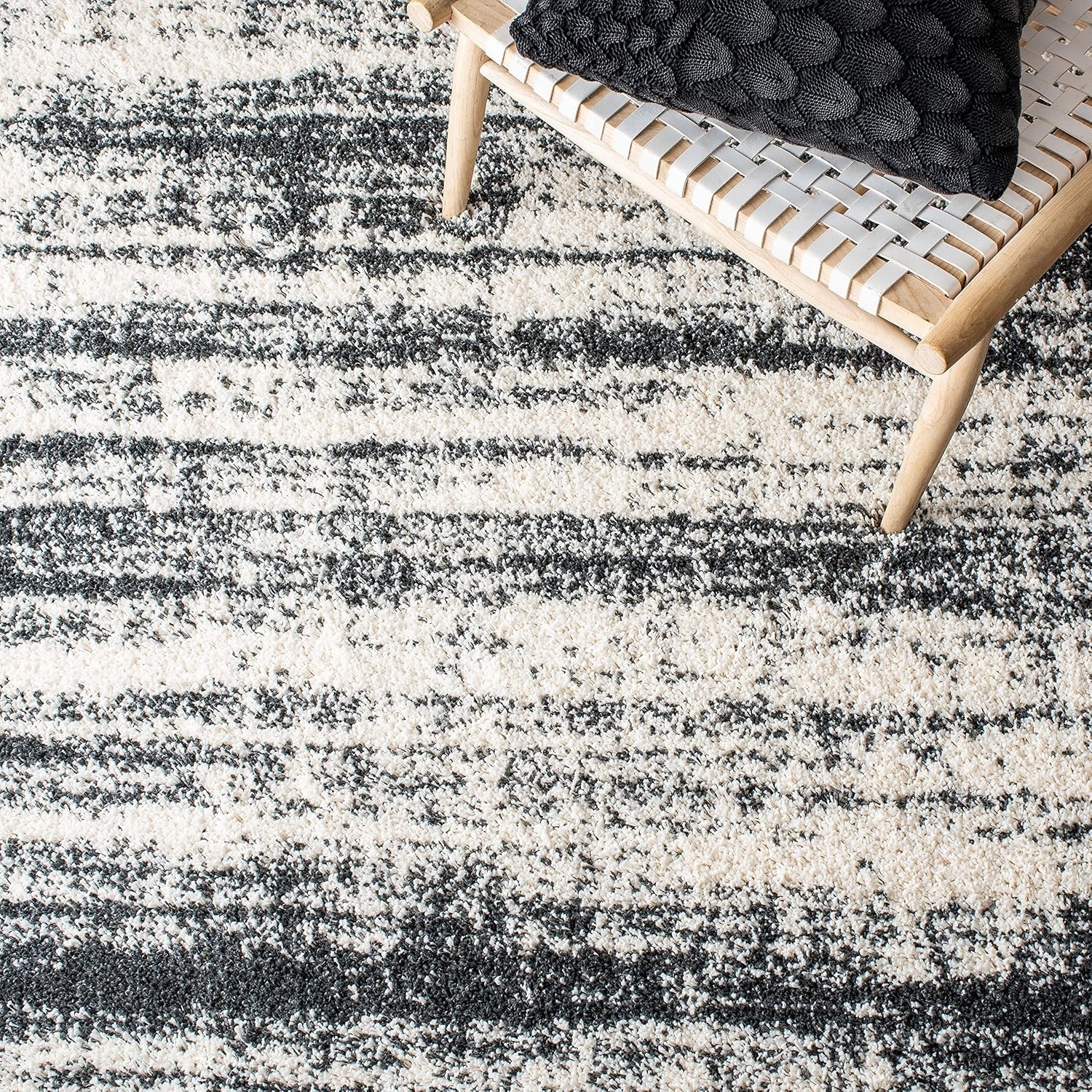 image:imageSAFAVIEH Area Rug 8x10 Hudson Shag Collection Large Ivory amp Dark Grey NonShedding amp Easy Cleaning Ultra Plush Thick Pile Ideal for Living Room Bedroom Dining Space SGH212AIvoryDark Grey
