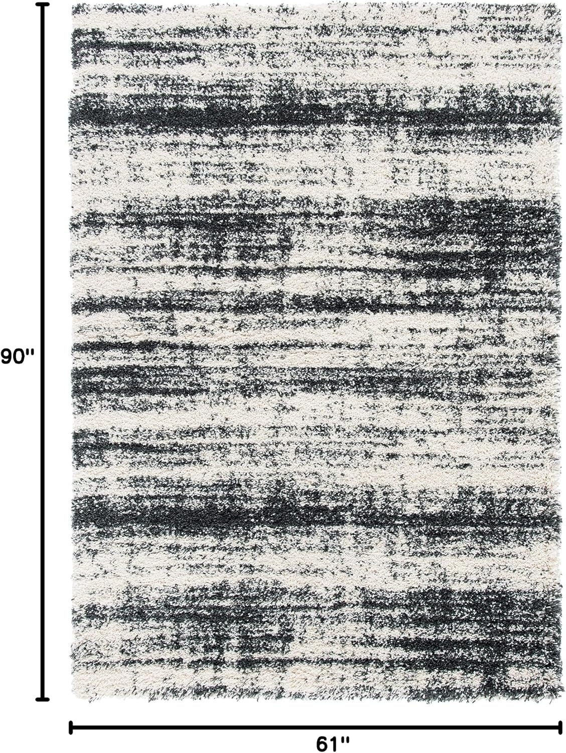 image:imageSAFAVIEH Area Rug 8x10 Hudson Shag Collection Large Ivory amp Dark Grey NonShedding amp Easy Cleaning Ultra Plush Thick Pile Ideal for Living Room Bedroom Dining Space SGH212AIvoryDark Grey