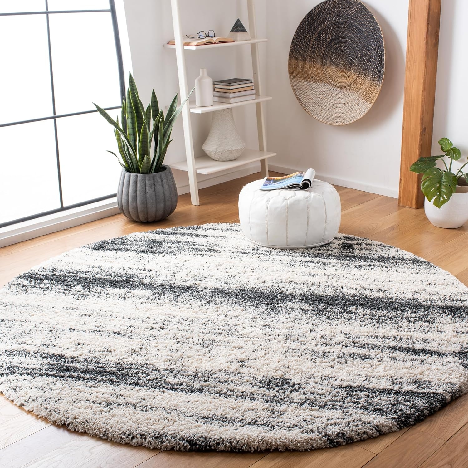 image:imageSAFAVIEH Area Rug 8x10 Hudson Shag Collection Large Ivory amp Dark Grey NonShedding amp Easy Cleaning Ultra Plush Thick Pile Ideal for Living Room Bedroom Dining Space SGH212AIvoryDark Grey
