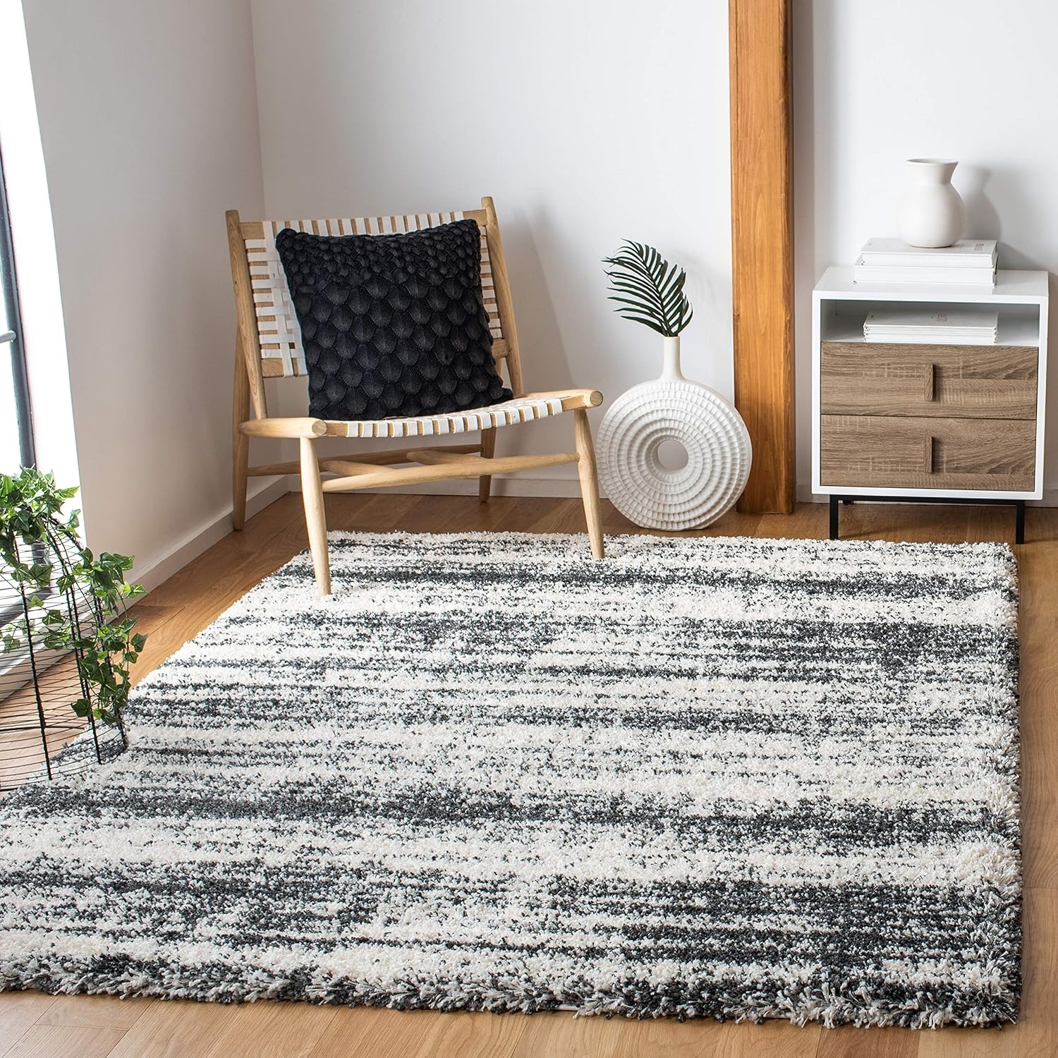 image:imageSAFAVIEH Area Rug 8x10 Hudson Shag Collection Large Ivory amp Dark Grey NonShedding amp Easy Cleaning Ultra Plush Thick Pile Ideal for Living Room Bedroom Dining Space SGH212AIvoryDark Grey