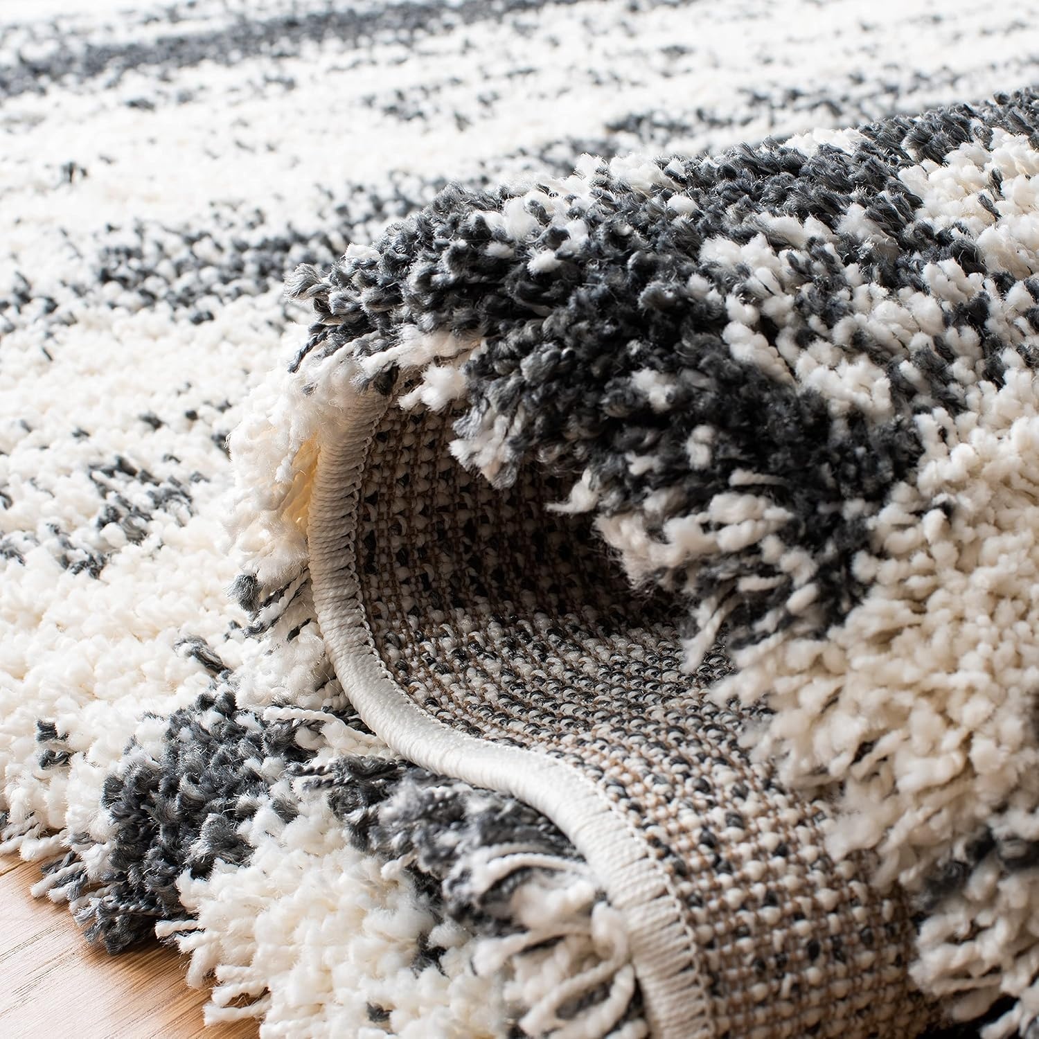 image:imageSAFAVIEH Area Rug 8x10 Hudson Shag Collection Large Ivory amp Dark Grey NonShedding amp Easy Cleaning Ultra Plush Thick Pile Ideal for Living Room Bedroom Dining Space SGH212AIvoryDark Grey