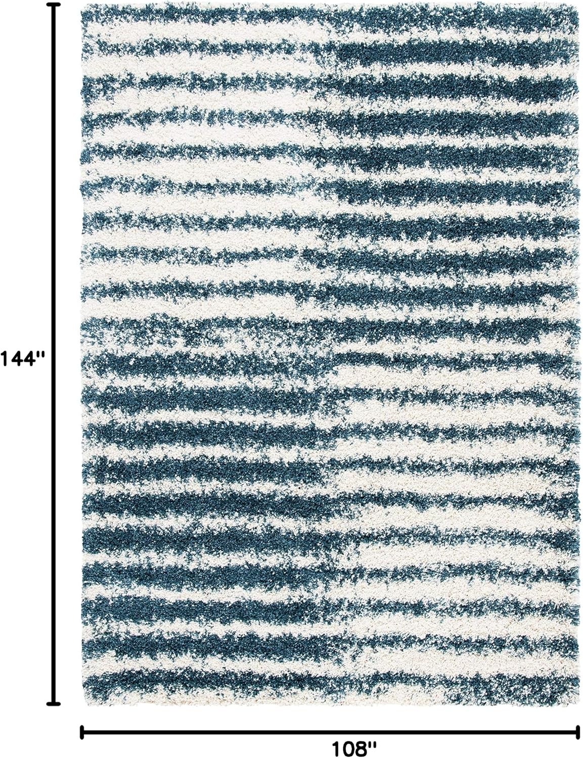 image:imageSAFAVIEH Area Rug 8x10 Hudson Shag Collection Large Navy amp Ivory Modern Design NonShedding amp Easy Cleaning Ultra Plush Thick Pile Ideal for Living Room Bedroom Dining Space SGH298NIvorySteel Blue