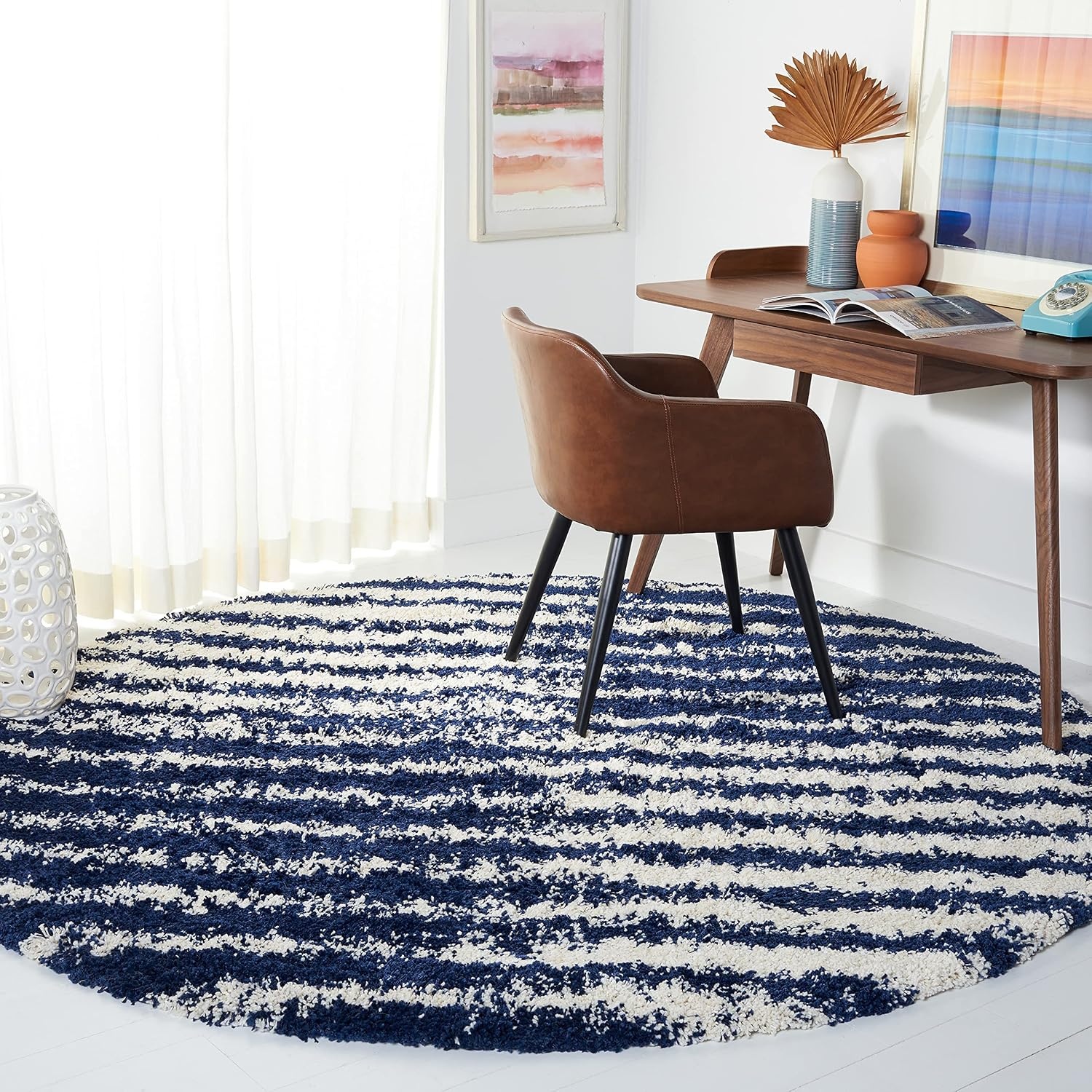 image:imageSAFAVIEH Area Rug 8x10 Hudson Shag Collection Large Navy amp Ivory Modern Design NonShedding amp Easy Cleaning Ultra Plush Thick Pile Ideal for Living Room Bedroom Dining Space SGH298NNavyIvory