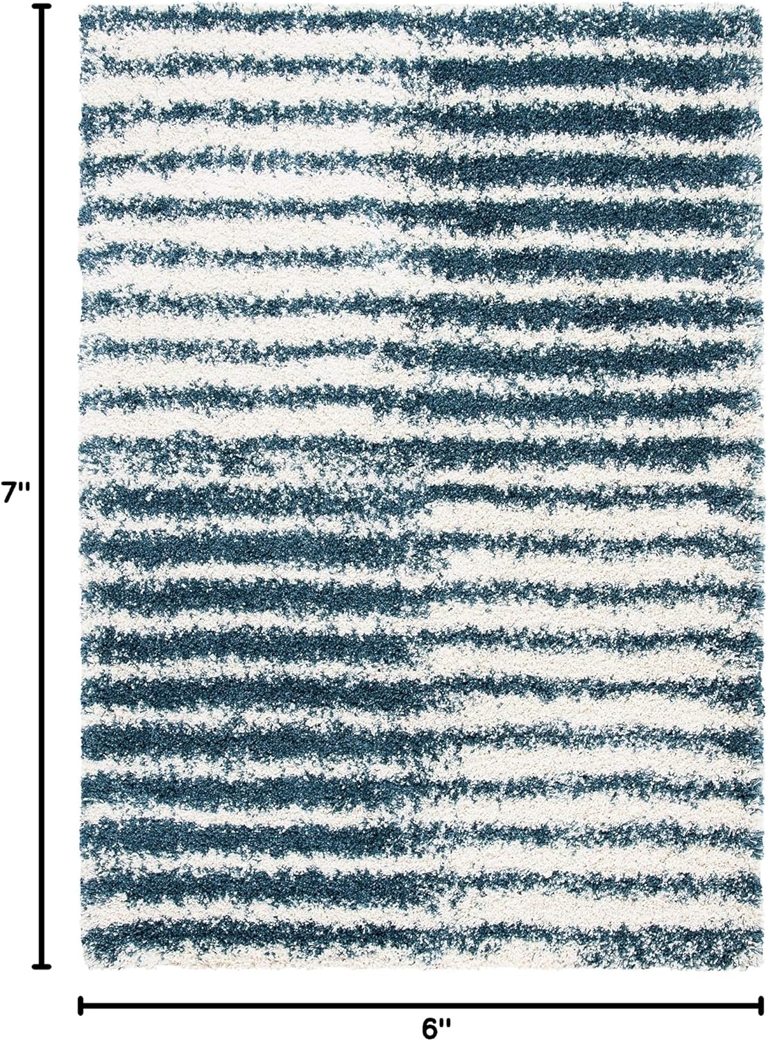 image:imageSAFAVIEH Area Rug 8x10 Hudson Shag Collection Large Navy amp Ivory Modern Design NonShedding amp Easy Cleaning Ultra Plush Thick Pile Ideal for Living Room Bedroom Dining Space SGH298NIvorySteel Blue