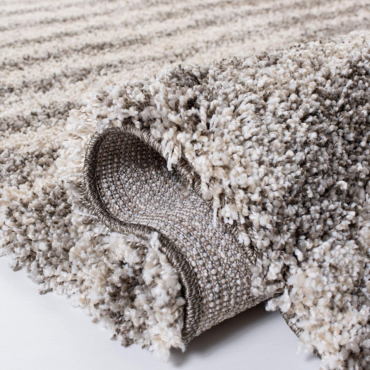 image:imageSAFAVIEH Area Rug 8x10 Hudson Shag Collection Large Navy amp Ivory Modern Design NonShedding amp Easy Cleaning Ultra Plush Thick Pile Ideal for Living Room Bedroom Dining Space SGH298NGreyIvory