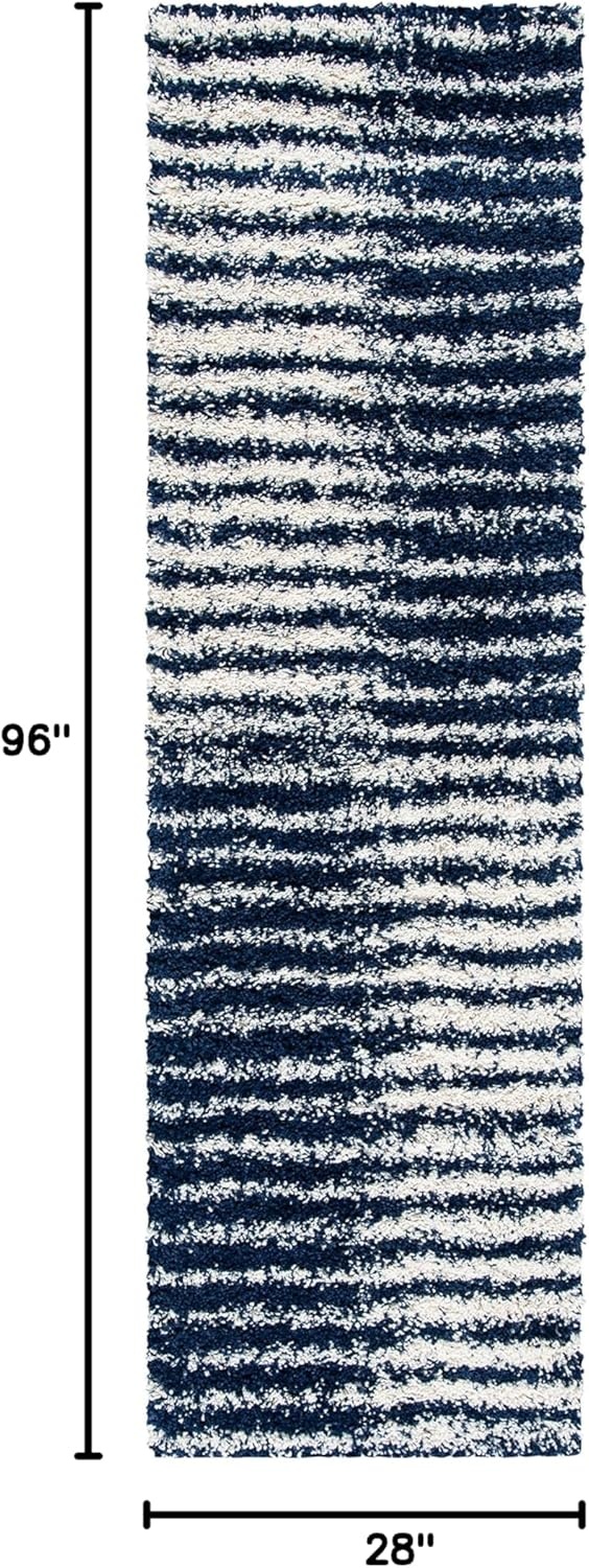 image:imageSAFAVIEH Area Rug 8x10 Hudson Shag Collection Large Navy amp Ivory Modern Design NonShedding amp Easy Cleaning Ultra Plush Thick Pile Ideal for Living Room Bedroom Dining Space SGH298NNavyIvory