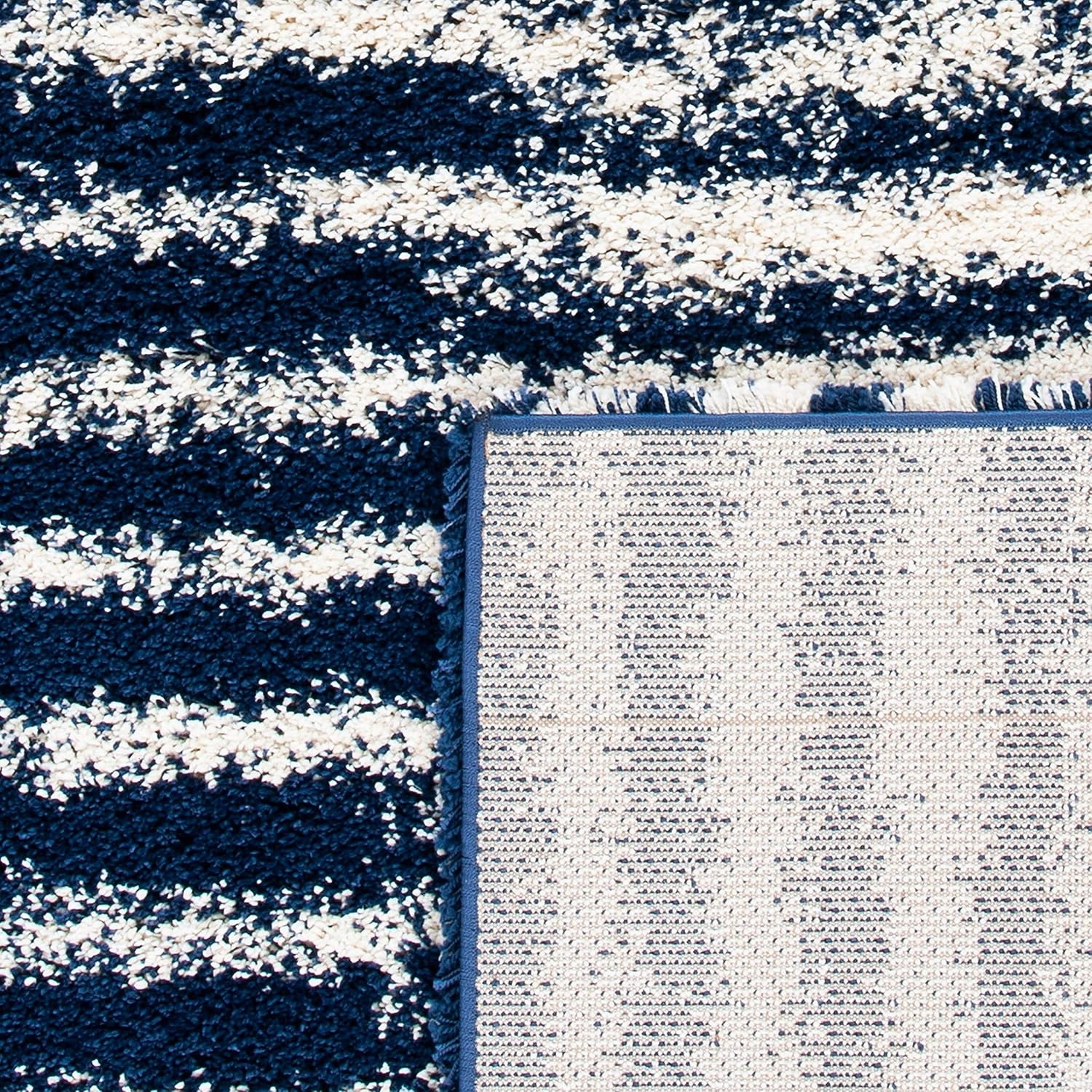 image:imageSAFAVIEH Area Rug 8x10 Hudson Shag Collection Large Navy amp Ivory Modern Design NonShedding amp Easy Cleaning Ultra Plush Thick Pile Ideal for Living Room Bedroom Dining Space SGH298NNavyIvory