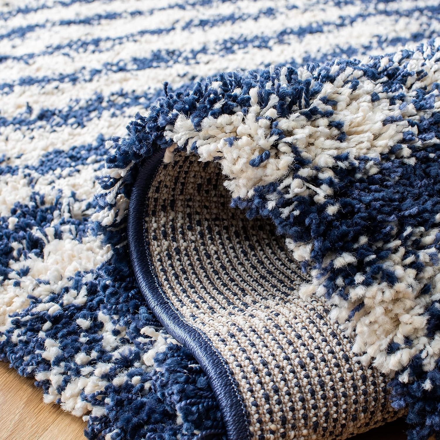 image:imageSAFAVIEH Area Rug 8x10 Hudson Shag Collection Large Navy amp Ivory Modern Design NonShedding amp Easy Cleaning Ultra Plush Thick Pile Ideal for Living Room Bedroom Dining Space SGH298NNavyIvory