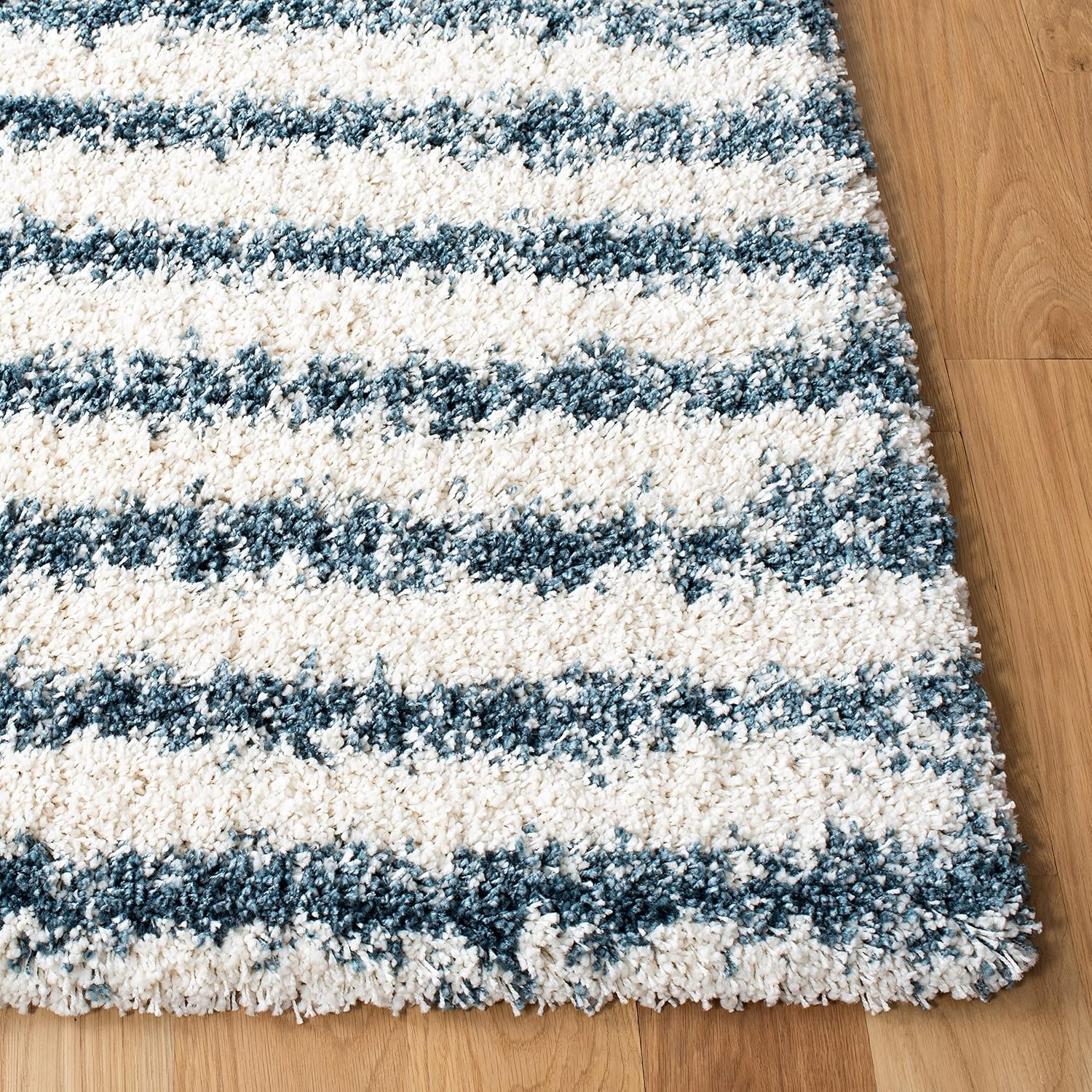 image:imageSAFAVIEH Area Rug 8x10 Hudson Shag Collection Large Navy amp Ivory Modern Design NonShedding amp Easy Cleaning Ultra Plush Thick Pile Ideal for Living Room Bedroom Dining Space SGH298NIvorySteel Blue