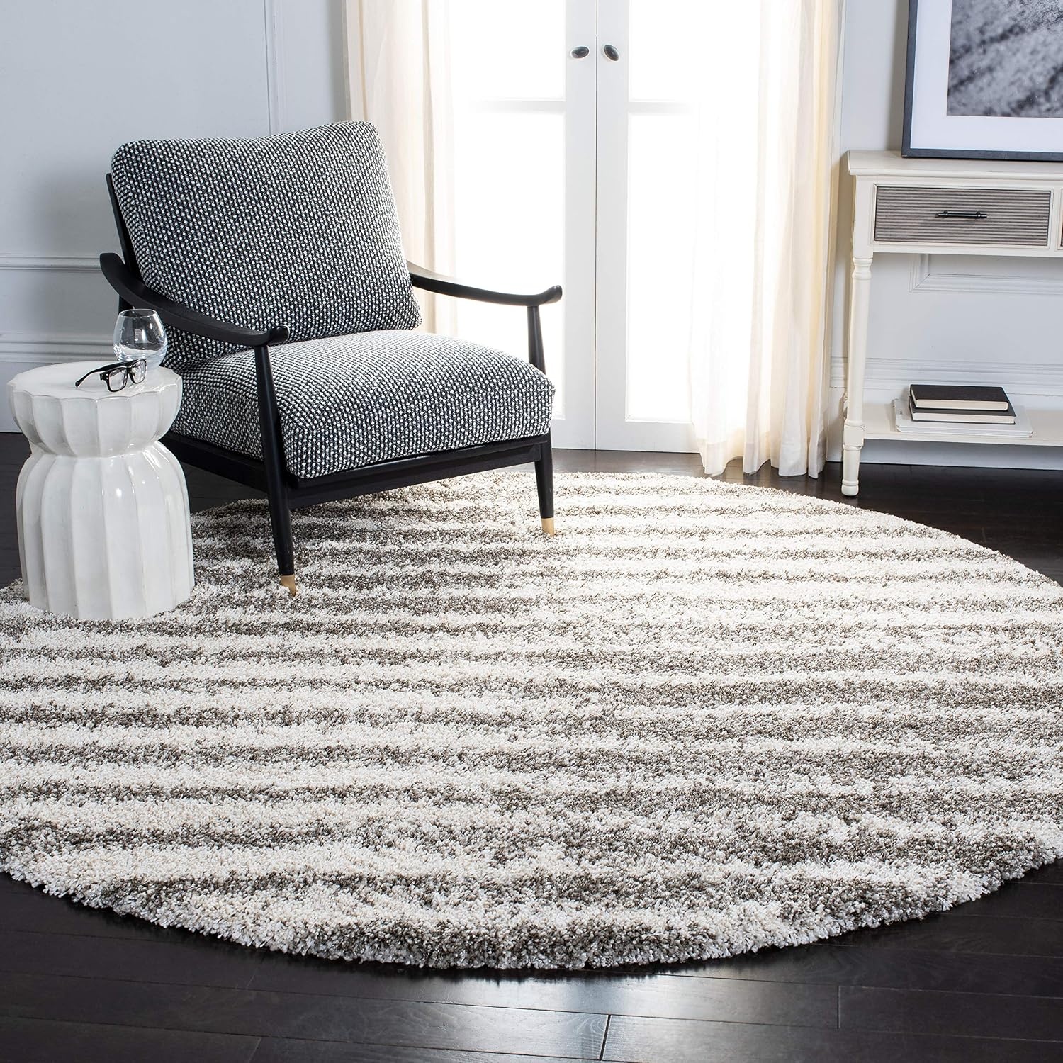 image:imageSAFAVIEH Area Rug 8x10 Hudson Shag Collection Large Navy amp Ivory Modern Design NonShedding amp Easy Cleaning Ultra Plush Thick Pile Ideal for Living Room Bedroom Dining Space SGH298NGreyIvory