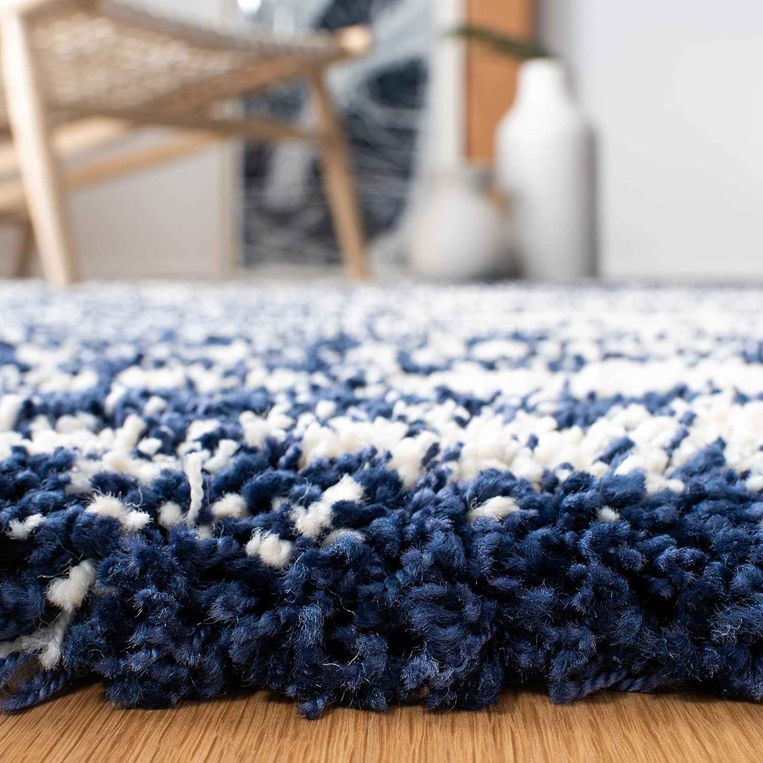 image:imageSAFAVIEH Area Rug 8x10 Hudson Shag Collection Large Navy amp Ivory Modern Design NonShedding amp Easy Cleaning Ultra Plush Thick Pile Ideal for Living Room Bedroom Dining Space SGH298NNavyIvory