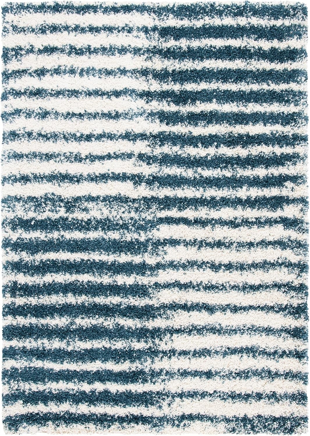 image:imageSAFAVIEH Area Rug 8x10 Hudson Shag Collection Large Navy amp Ivory Modern Design NonShedding amp Easy Cleaning Ultra Plush Thick Pile Ideal for Living Room Bedroom Dining Space SGH298NIvorySteel Blue