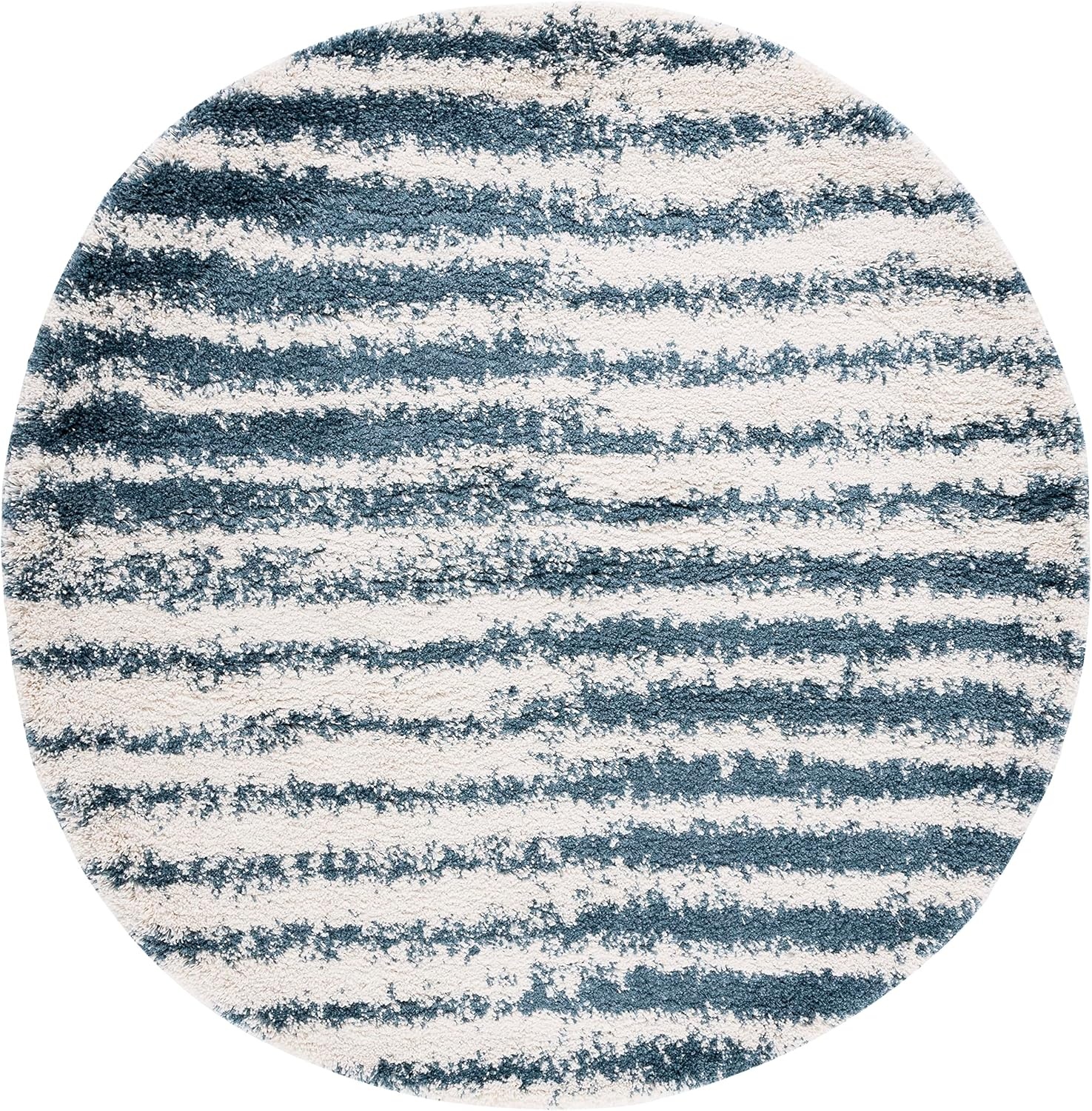 image:imageSAFAVIEH Area Rug 8x10 Hudson Shag Collection Large Navy amp Ivory Modern Design NonShedding amp Easy Cleaning Ultra Plush Thick Pile Ideal for Living Room Bedroom Dining Space SGH298NIvorySteel Blue