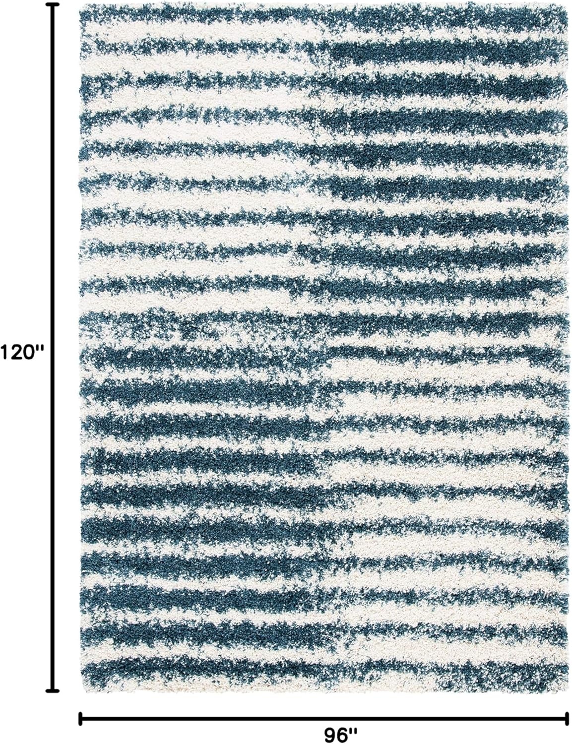 image:imageSAFAVIEH Area Rug 8x10 Hudson Shag Collection Large Navy amp Ivory Modern Design NonShedding amp Easy Cleaning Ultra Plush Thick Pile Ideal for Living Room Bedroom Dining Space SGH298NIvorySteel Blue