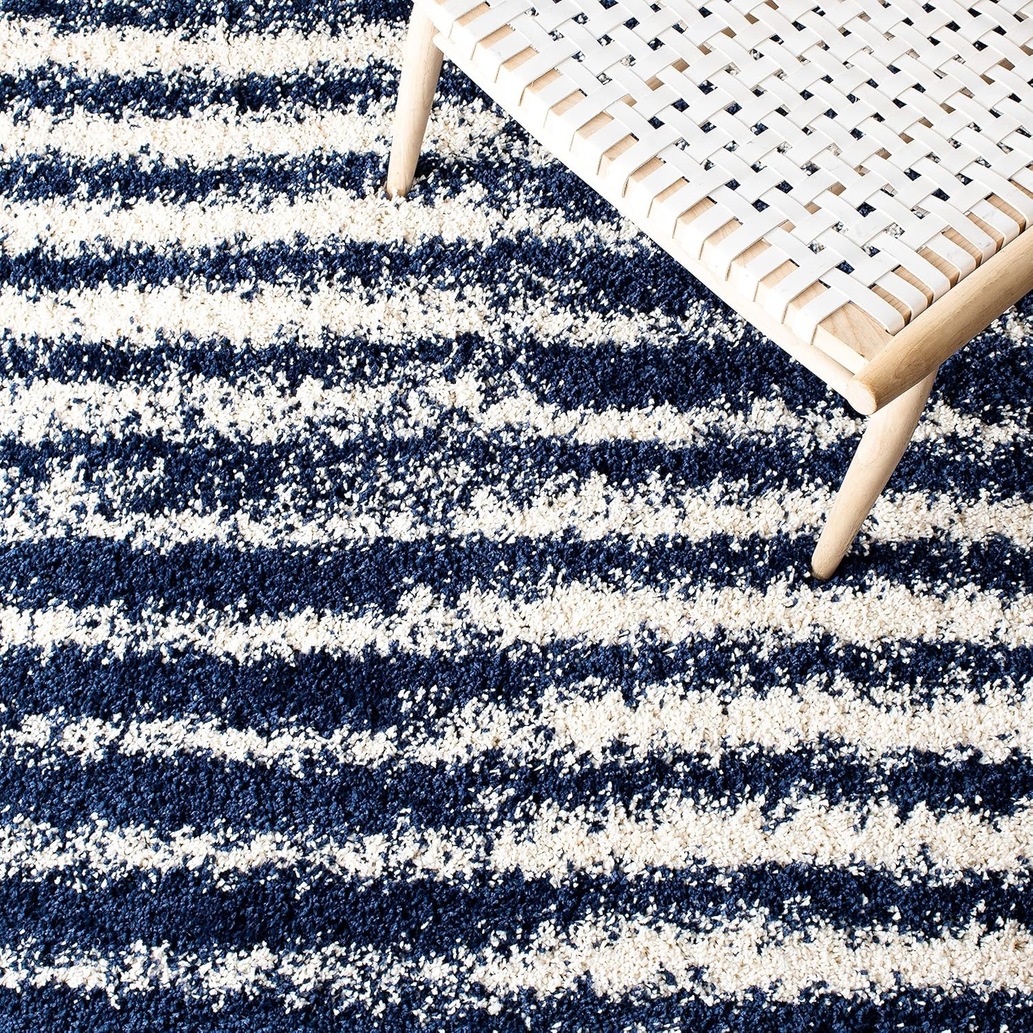 image:imageSAFAVIEH Area Rug 8x10 Hudson Shag Collection Large Navy amp Ivory Modern Design NonShedding amp Easy Cleaning Ultra Plush Thick Pile Ideal for Living Room Bedroom Dining Space SGH298NNavyIvory