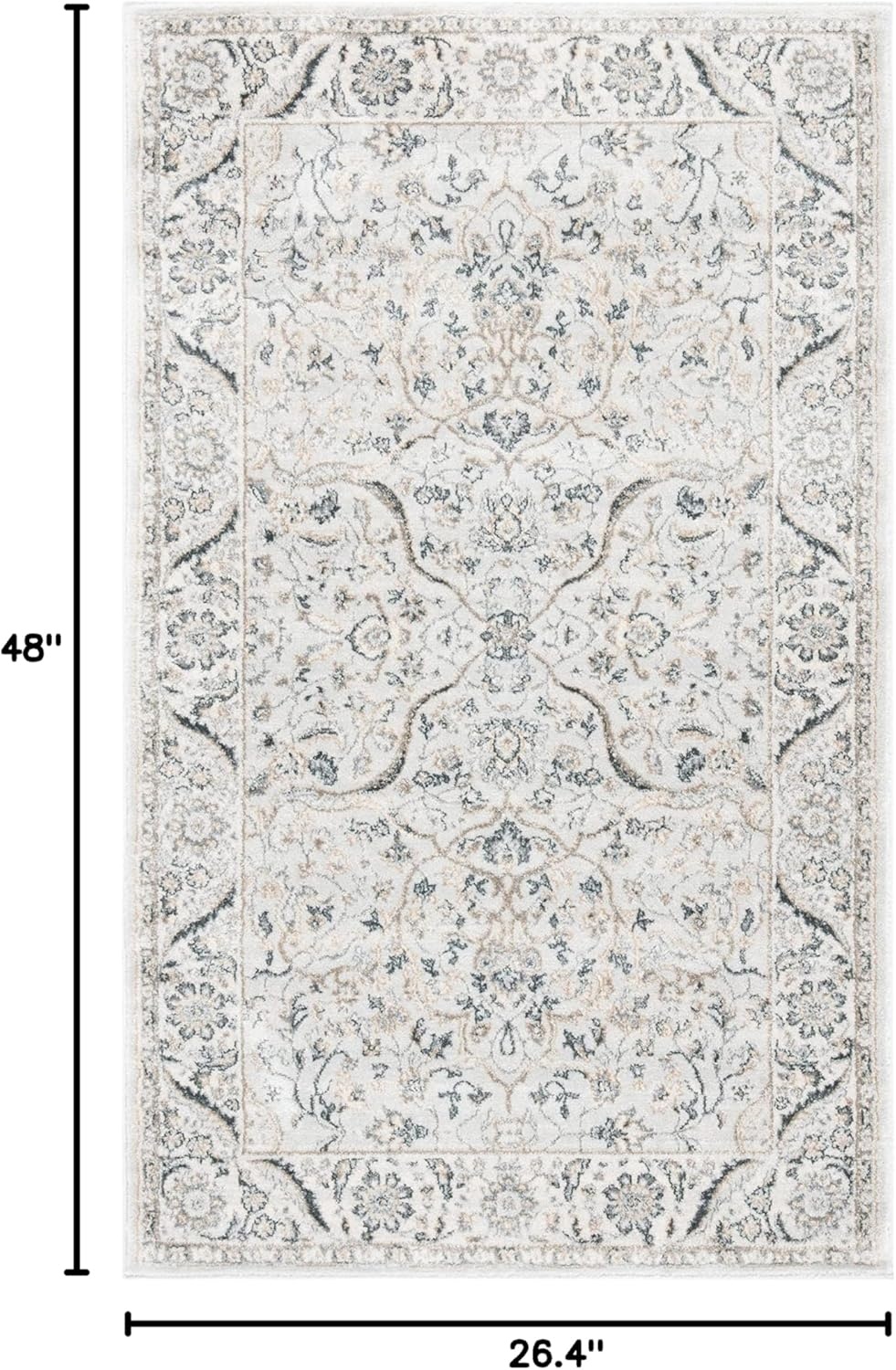 image:imageSAFAVIEH Area Rug 8x10 Isabella Collection Large Cream amp Beige Oriental Design NonShedding amp Easy Cleaning Ideal for Living Room Bedroom Office Dining Space ISA912ALight GreyCream