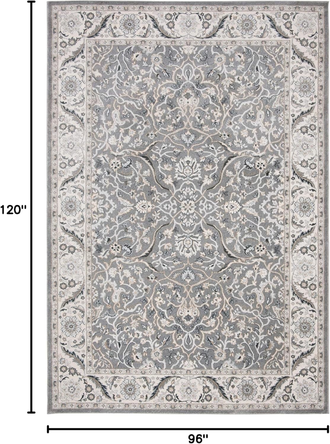 image:imageSAFAVIEH Area Rug 8x10 Isabella Collection Large Cream amp Beige Oriental Design NonShedding amp Easy Cleaning Ideal for Living Room Bedroom Office Dining Space ISA912AGreyDark Grey