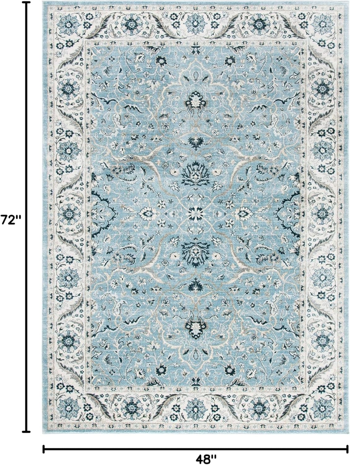image:imageSAFAVIEH Area Rug 8x10 Isabella Collection Large Cream amp Beige Oriental Design NonShedding amp Easy Cleaning Ideal for Living Room Bedroom Office Dining Space ISA912ALight BlueCream