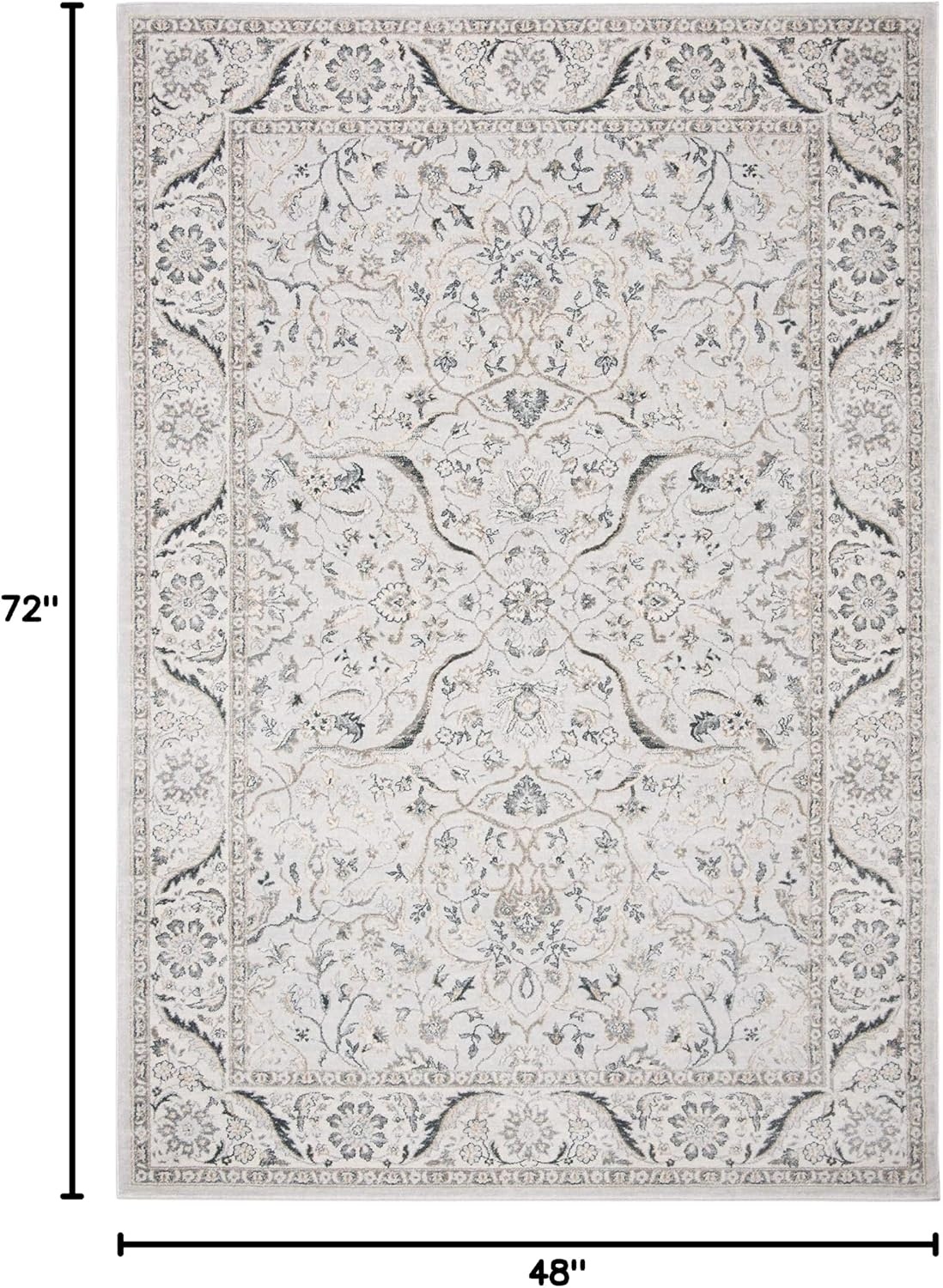 image:imageSAFAVIEH Area Rug 8x10 Isabella Collection Large Cream amp Beige Oriental Design NonShedding amp Easy Cleaning Ideal for Living Room Bedroom Office Dining Space ISA912ALight GreyCream
