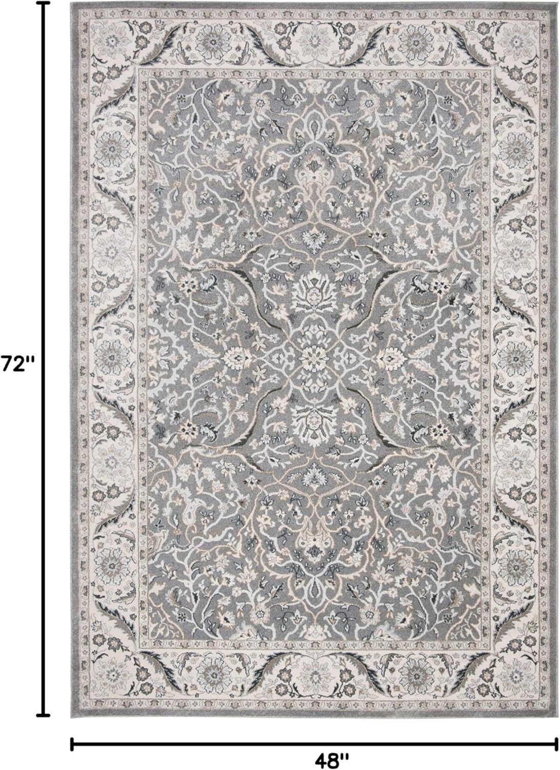 image:imageSAFAVIEH Area Rug 8x10 Isabella Collection Large Cream amp Beige Oriental Design NonShedding amp Easy Cleaning Ideal for Living Room Bedroom Office Dining Space ISA912AGreyDark Grey
